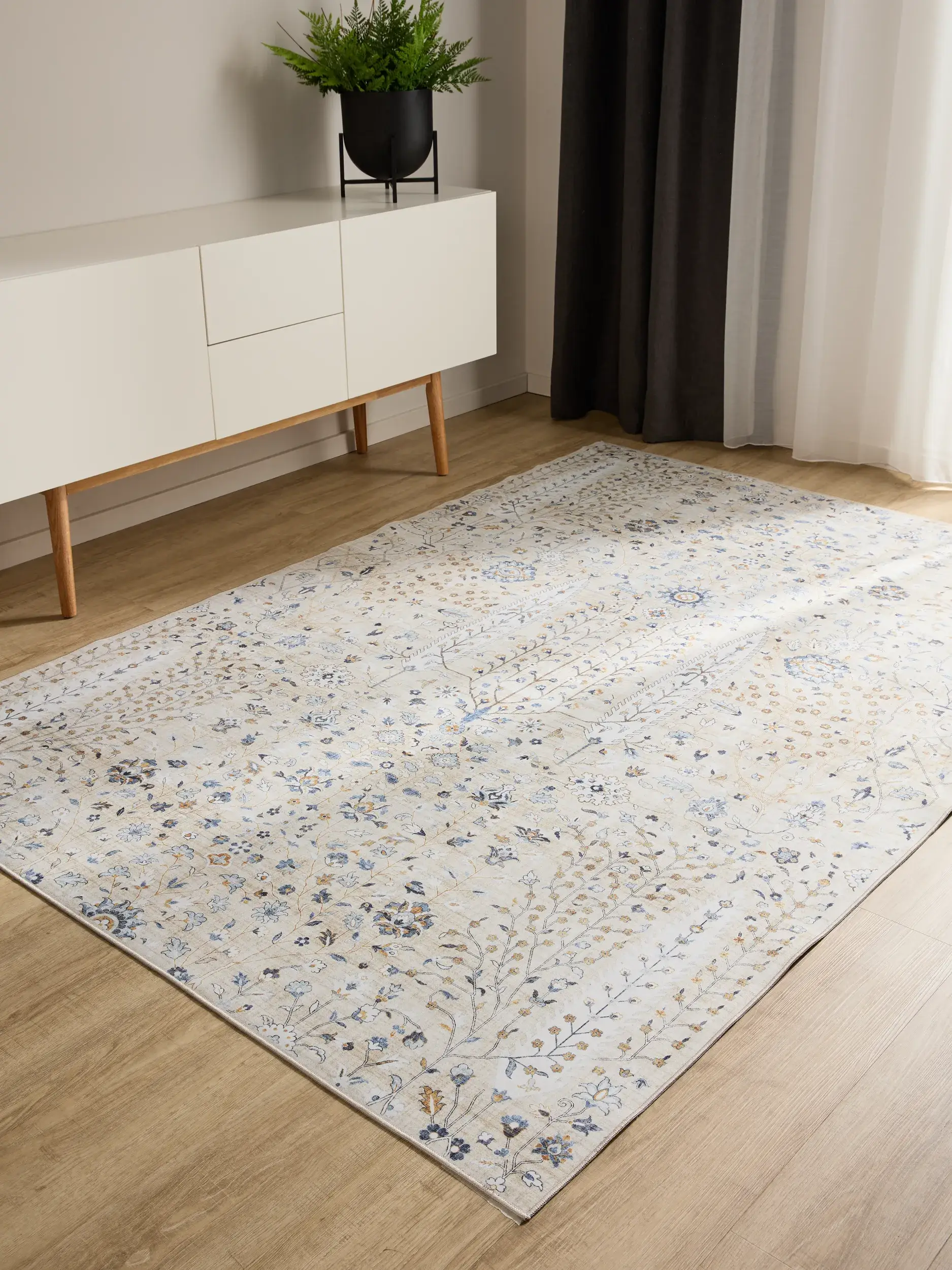 Rug made of 100% Polyester in Beige with a 100% Polyester high pile by benuta Basic