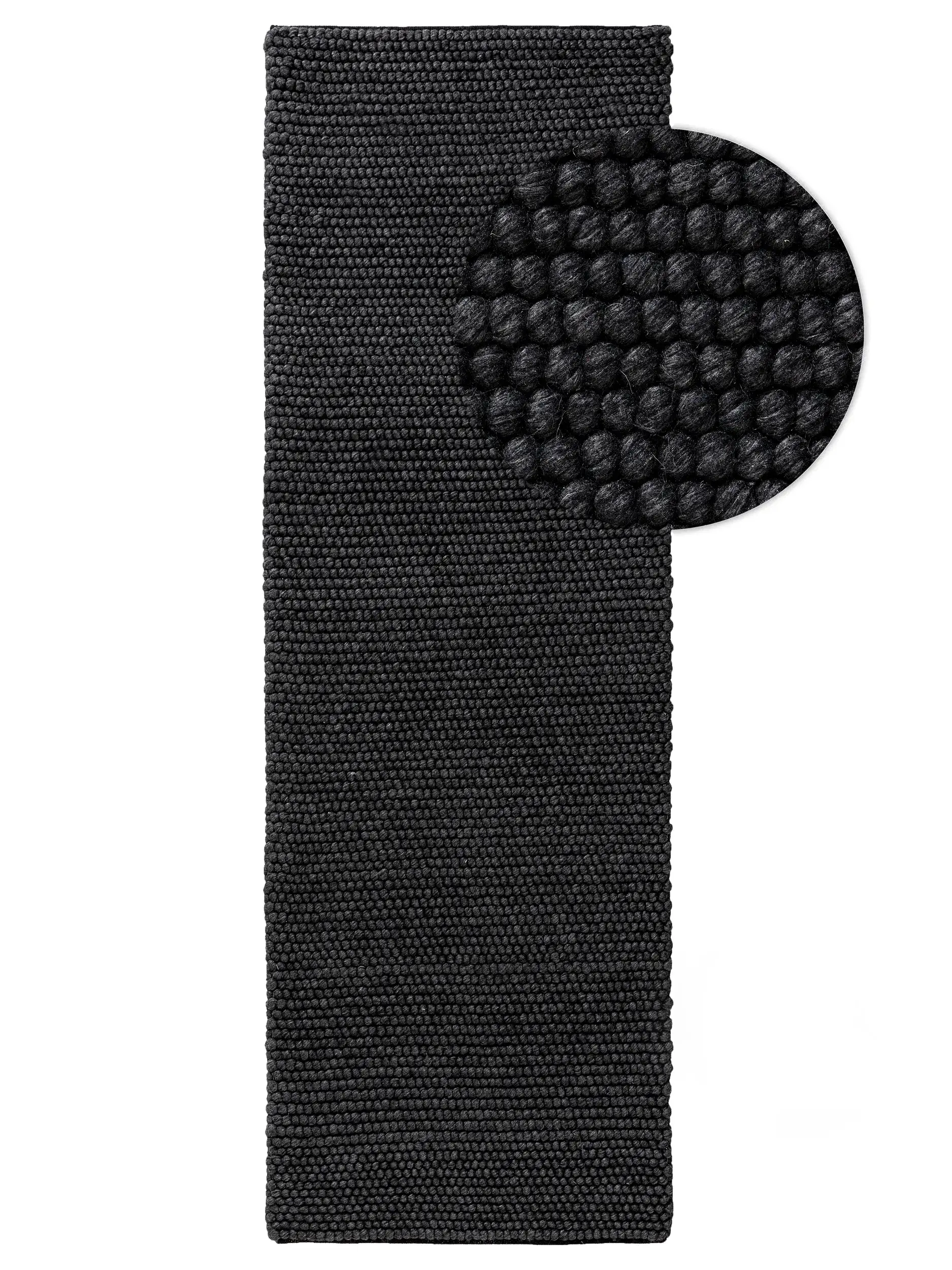 Teppich aus 70% Wolle, 30% Polyester in Grau mit 70% Wolle, 30% Polyester hohem Flor von benuta Pure