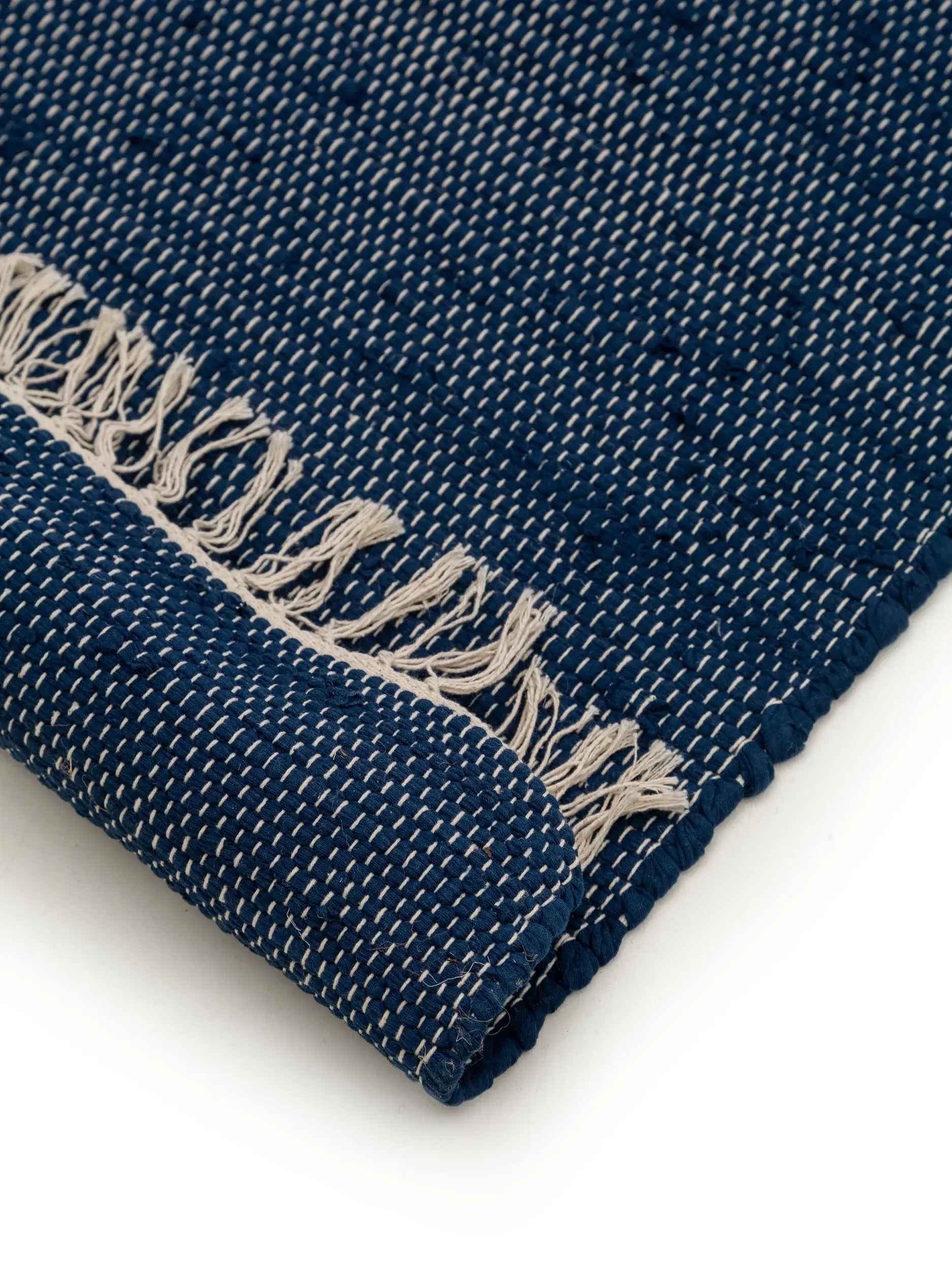 Teppich aus 100% Recycelte Baumwolle in Blau mit 100% Recycelte Baumwolle hohem Flor von benuta Basic