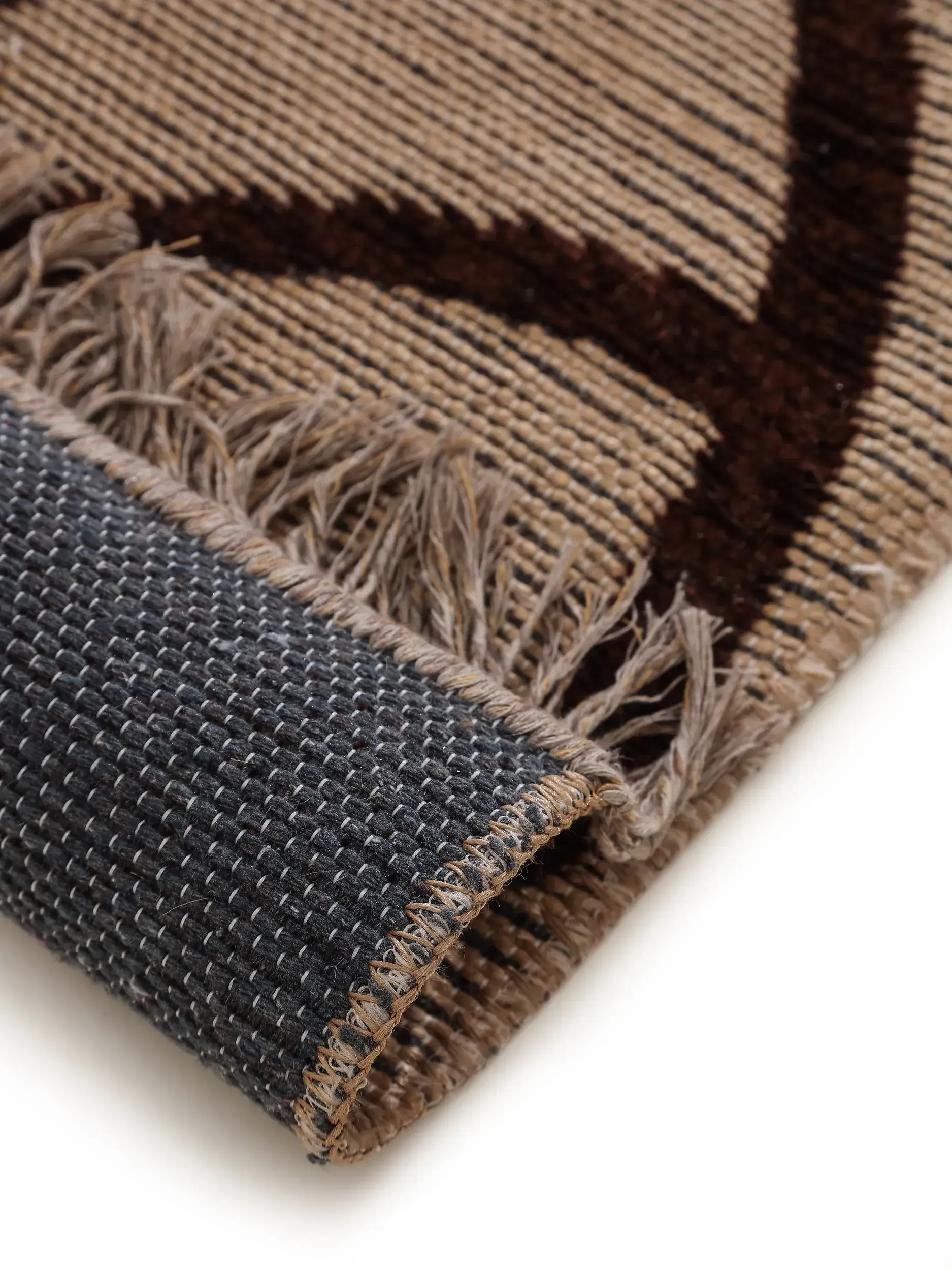 Rug made of 55% Cotton (recycled), 30% Jute, 15% Polyester in Beige with a 55% Cotton (recycled), 30% Jute, 15% Polyester high pile by benuta Pure