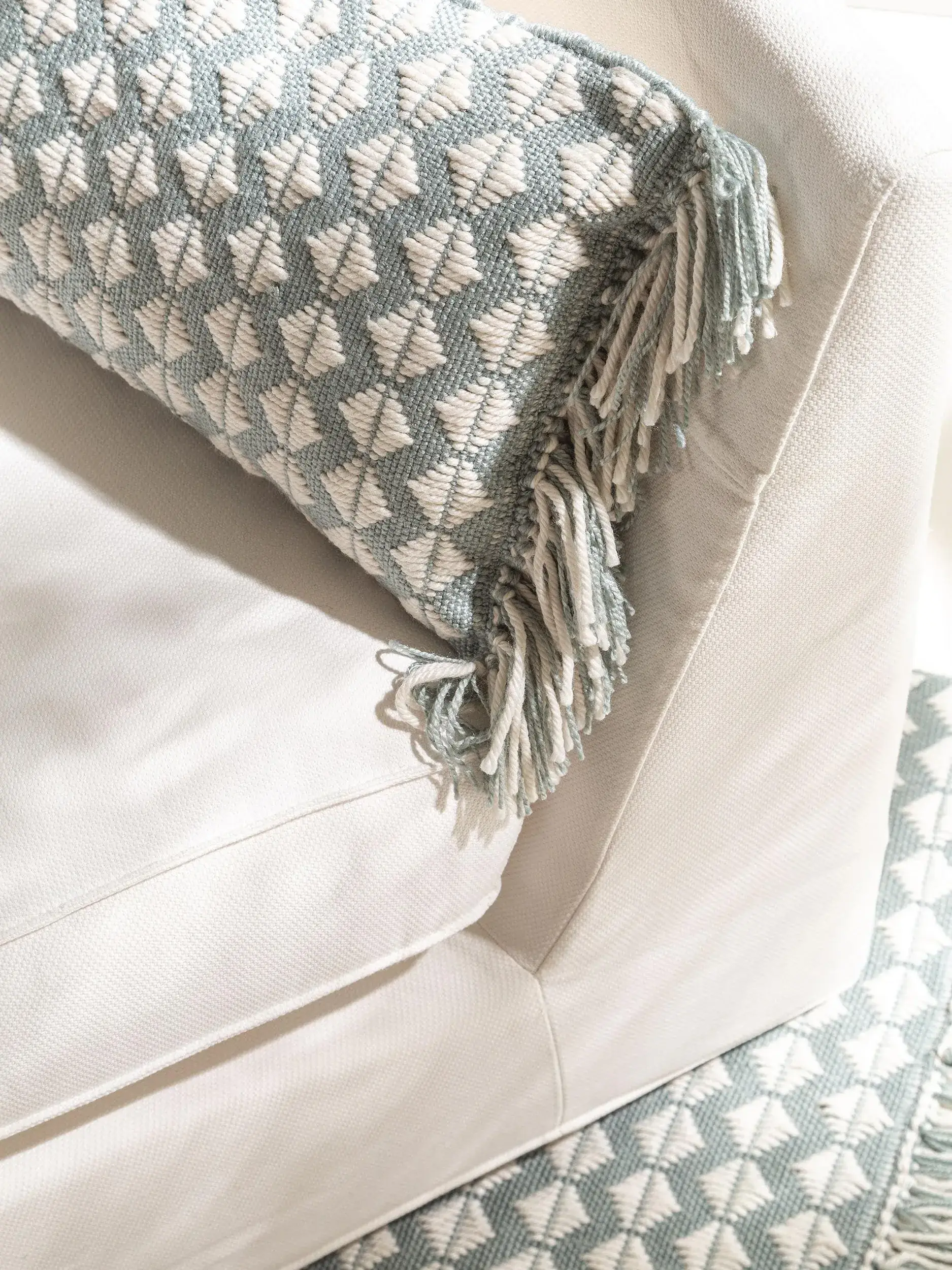In- & Outdoor Kissen Morty Blau i Geometrisch-design laget av 100 % polyester (resirkulert PET) fra benuta Pure