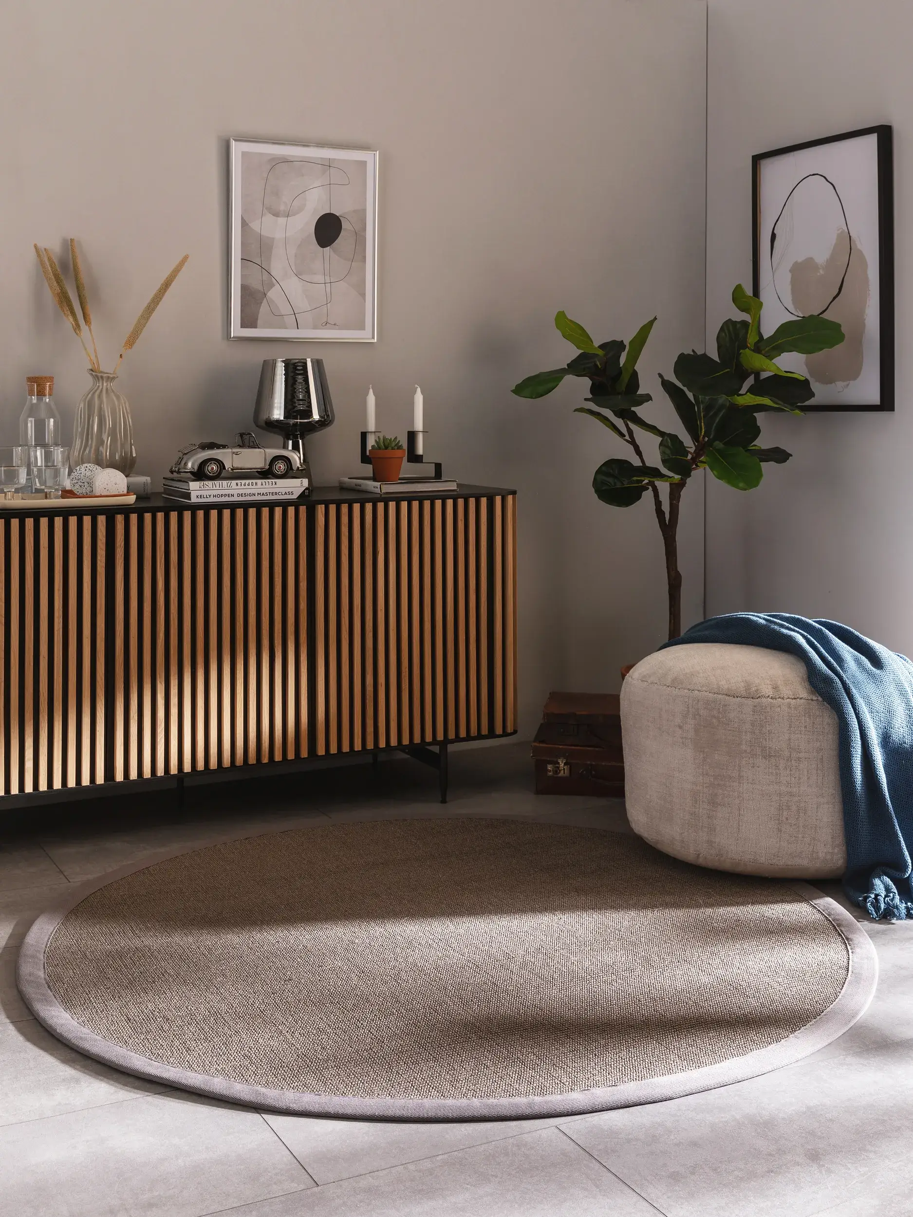 Teppich aus 100% Sisal in Grau mit 100% Sisal hohem Flor von benuta Nest