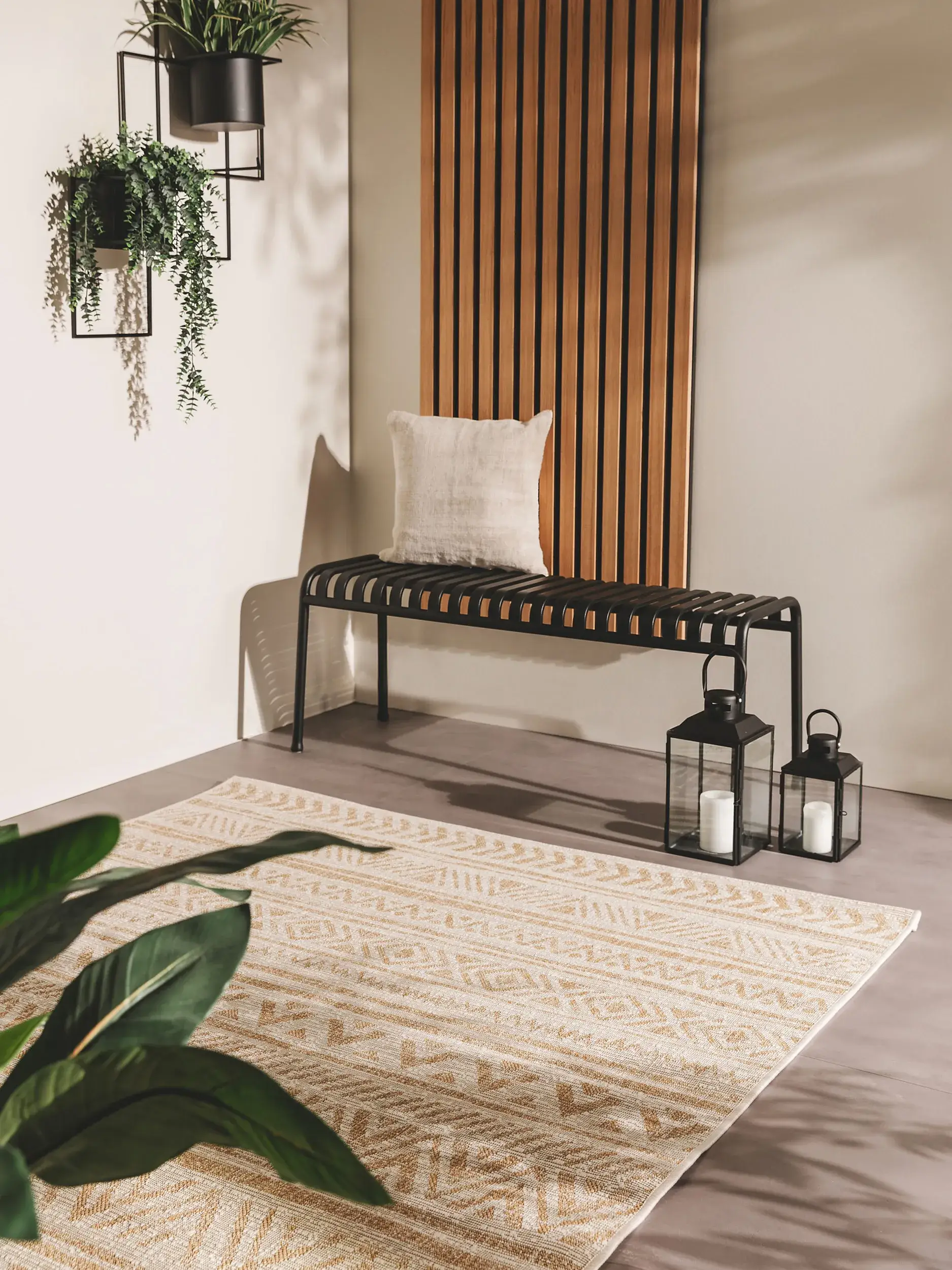 Rug made of 100% Polypropylen in Beige with a 100% Polypropylen high pile by benuta Nest