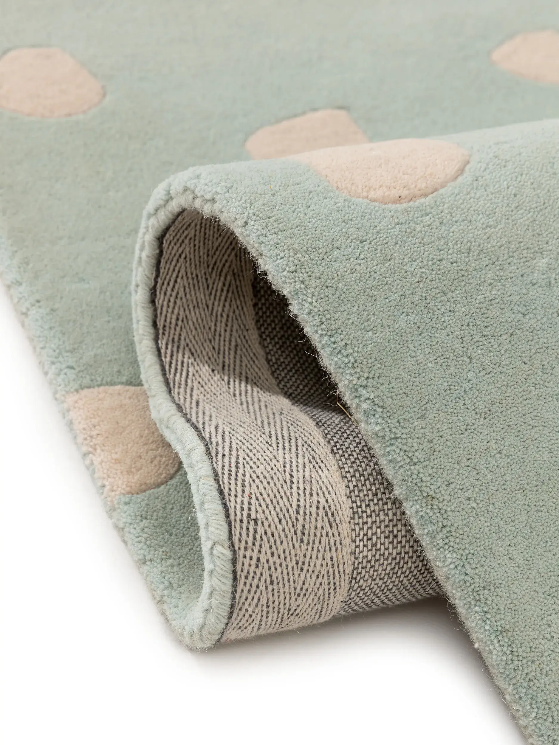 Teppich aus 100% Wolle in Türkis mit 100% Wolle hohem Flor von Lytte