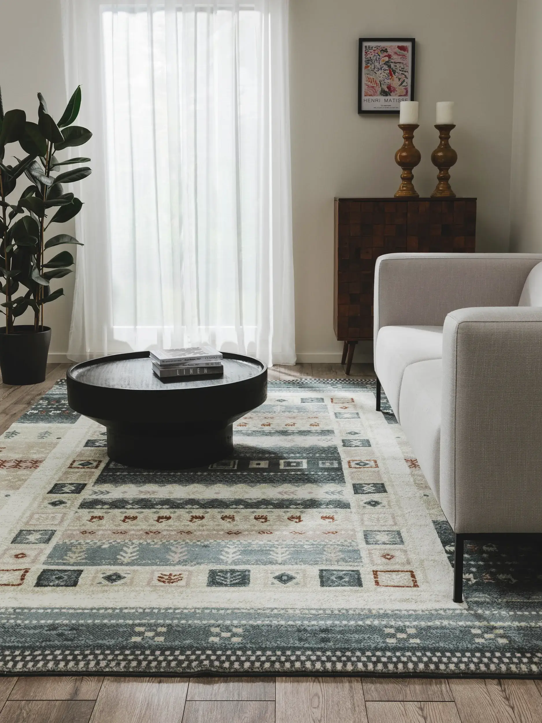 Rug made of 100% Polyester in Grey with a 100% Polyester high pile by benuta