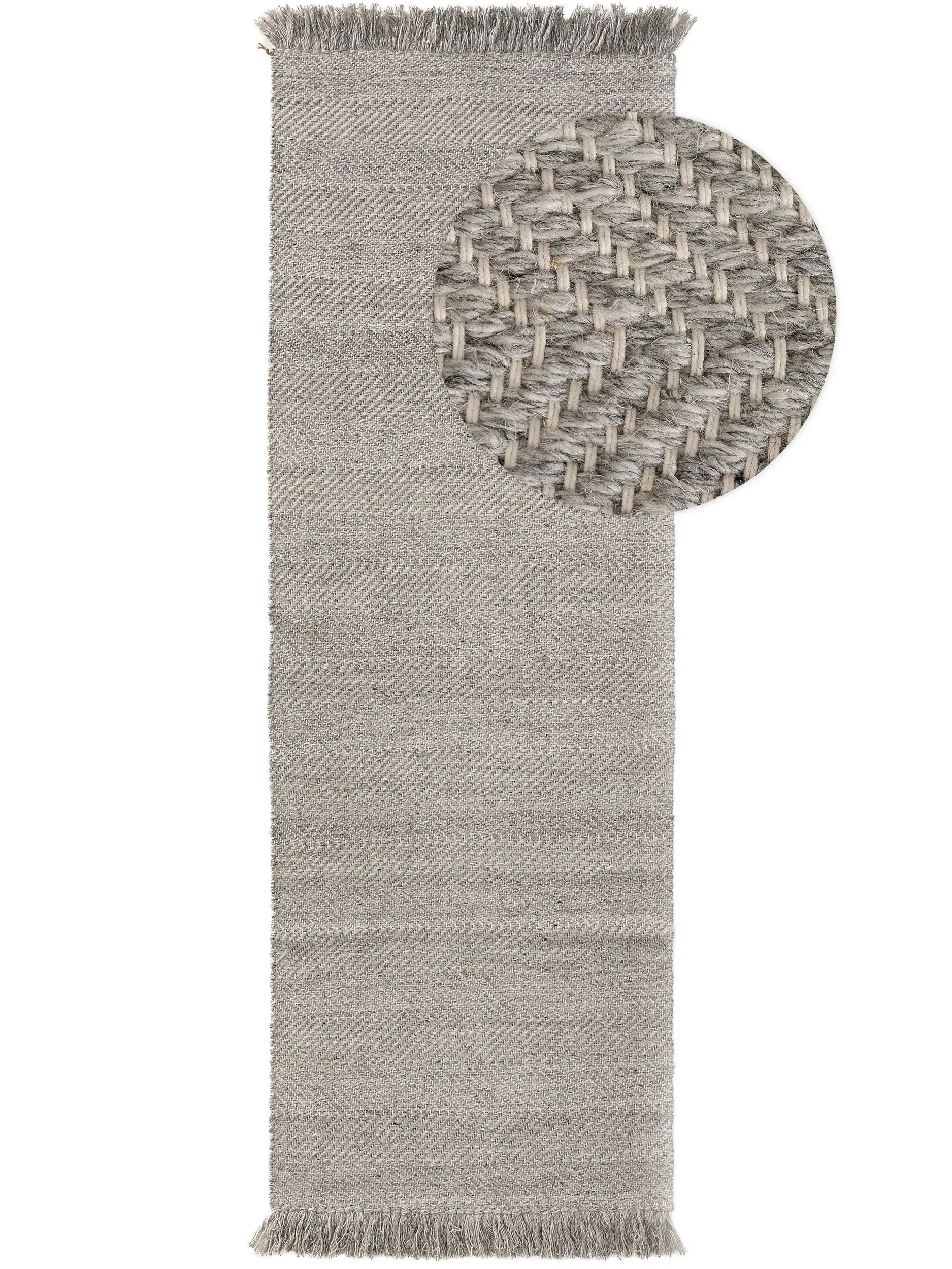Teppich aus 60% Wolle, 20% Baumwolle, 20% Polyester in Grau mit 60% Wolle, 20% Baumwolle, 20% Polyester hohem Flor von benuta Pure