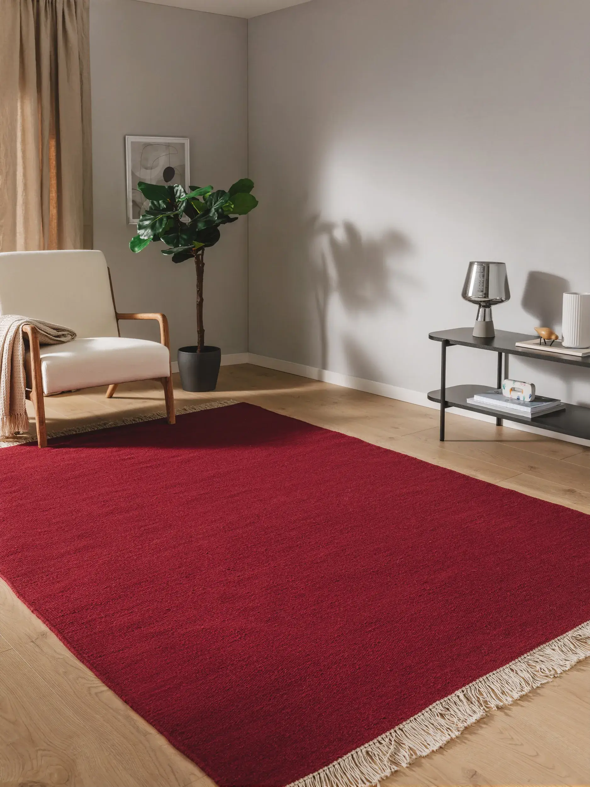 Alfombra de 80% Lana, 20% Algodón en Rojo con un pelo de {{Placeholder_Pile Height}} de altura de benuta POP