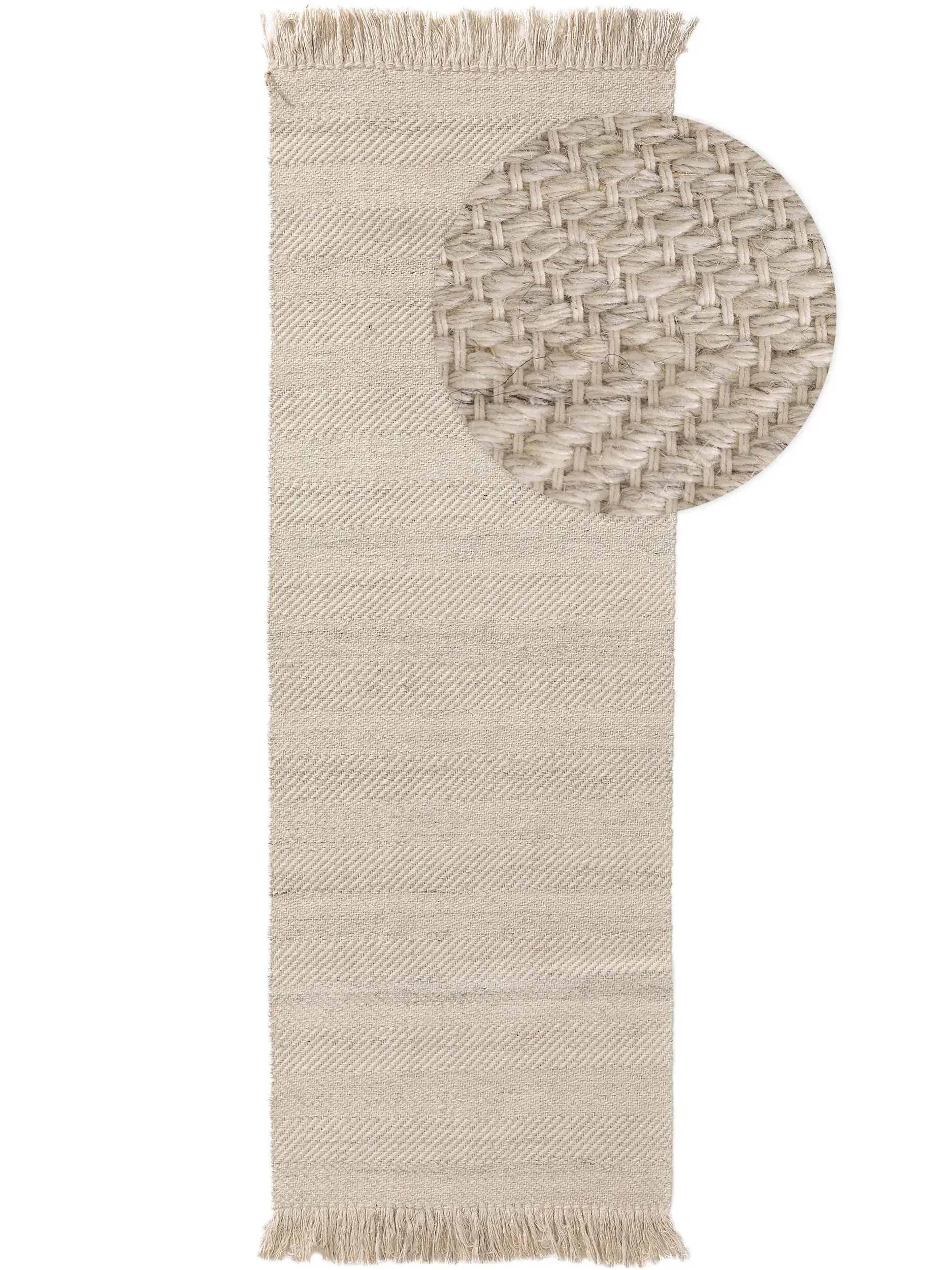 Teppich aus 60% Wolle, 20% Baumwolle, 20% Polyester in Beige mit 60% Wolle, 20% Baumwolle, 20% Polyester hohem Flor von benuta Pure