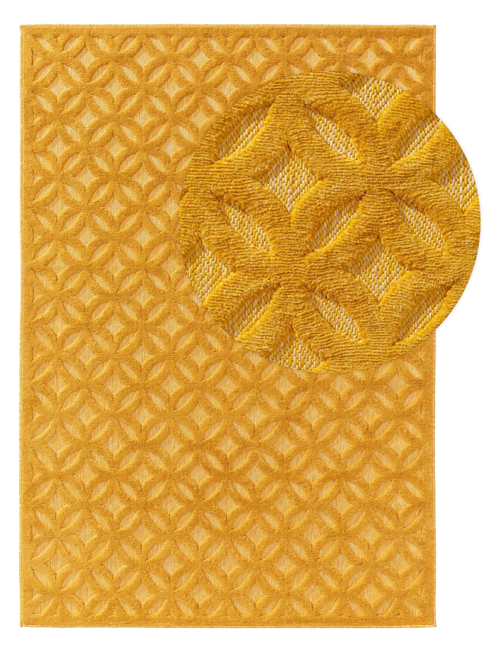 Teppich aus 100% Polypropylen in Gelb mit 100% Polypropylen hohem Flor von benuta Nest