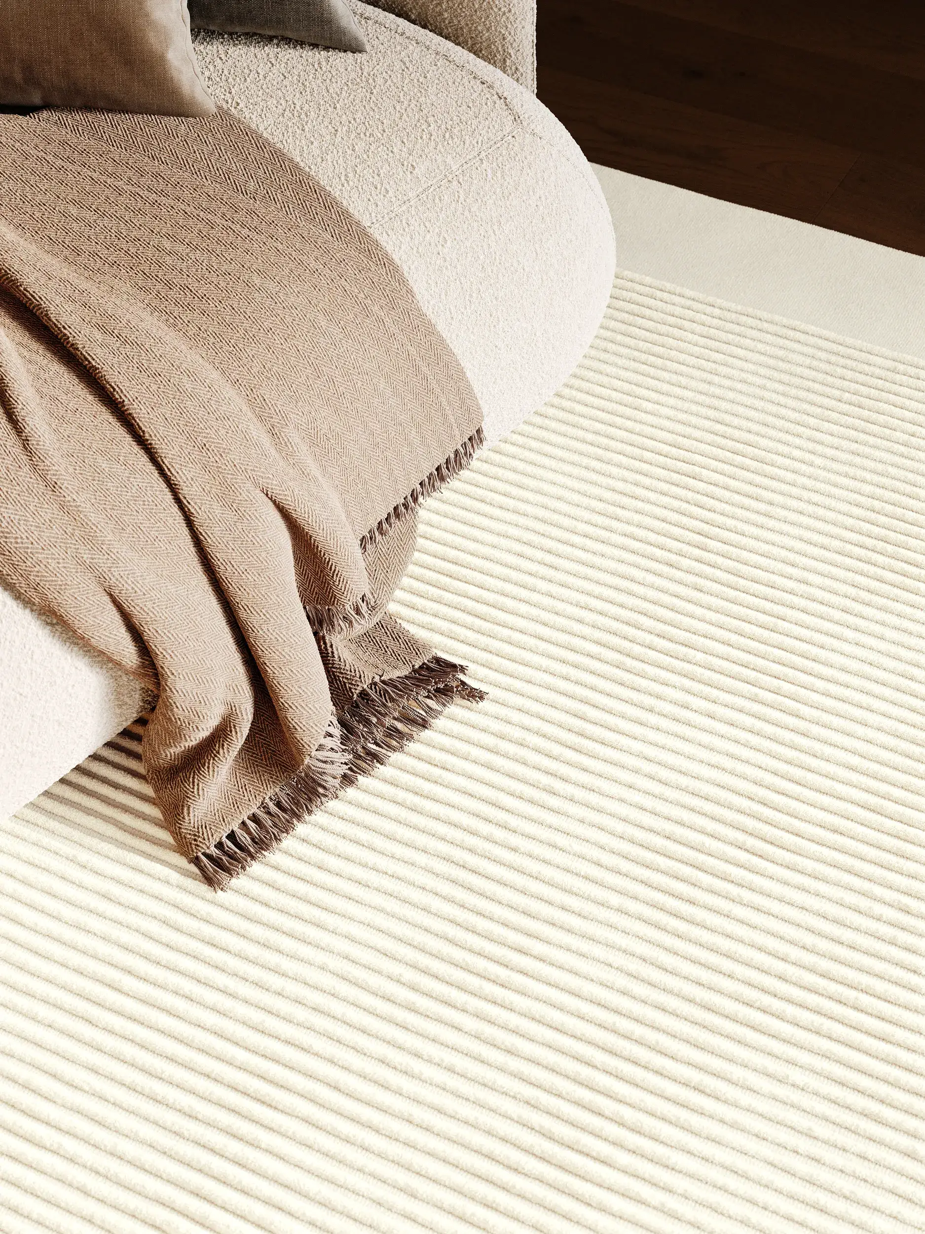 Teppich aus 100% Wolle (aus Neuseeland) in Beige mit 100% Wolle (aus Neuseeland) hohem Flor von benuta Finest