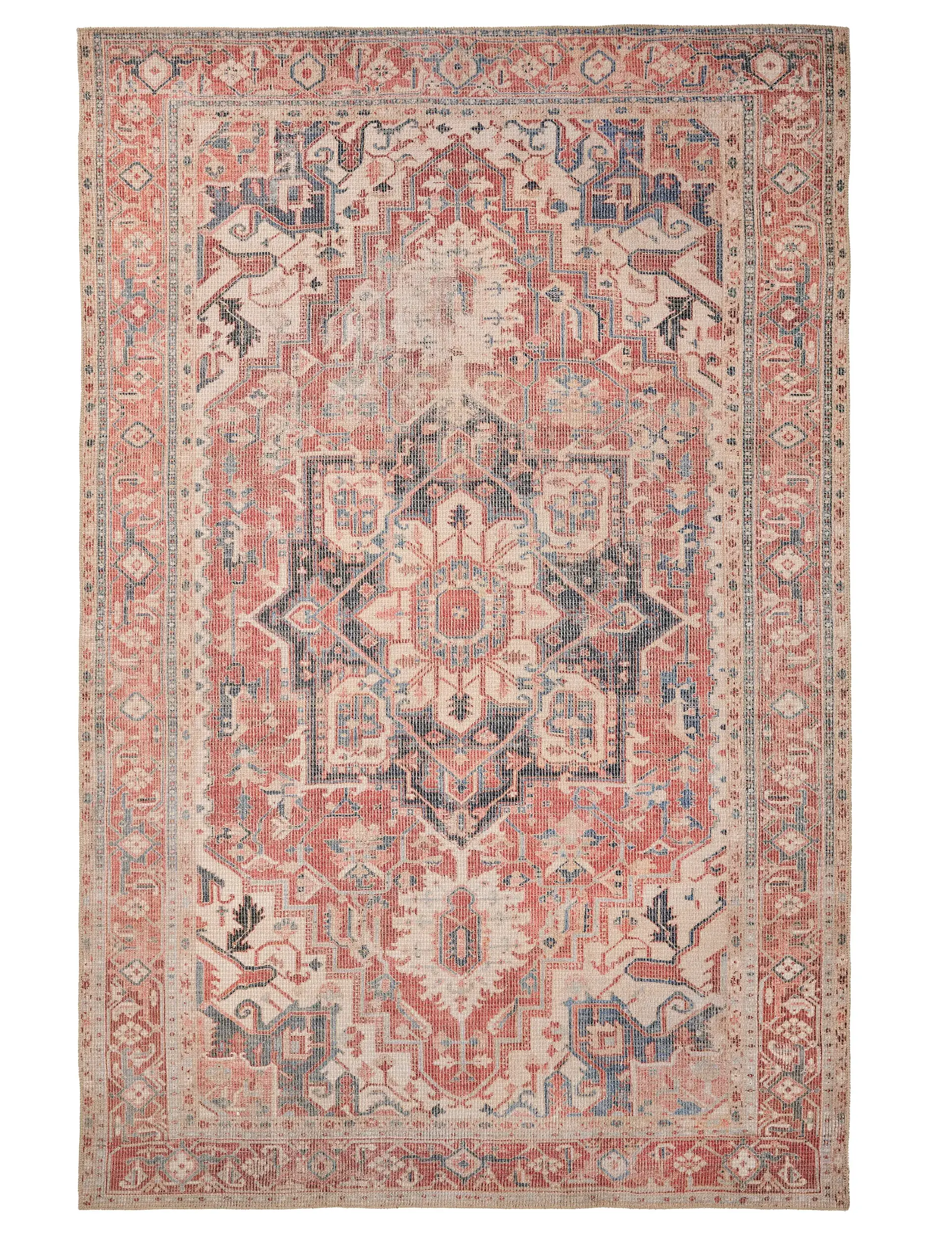 Teppich aus 50% Polyester, 50% Polycotton in Rot mit 50% Polyester, 50% Polycotton hohem Flor von benuta Nest