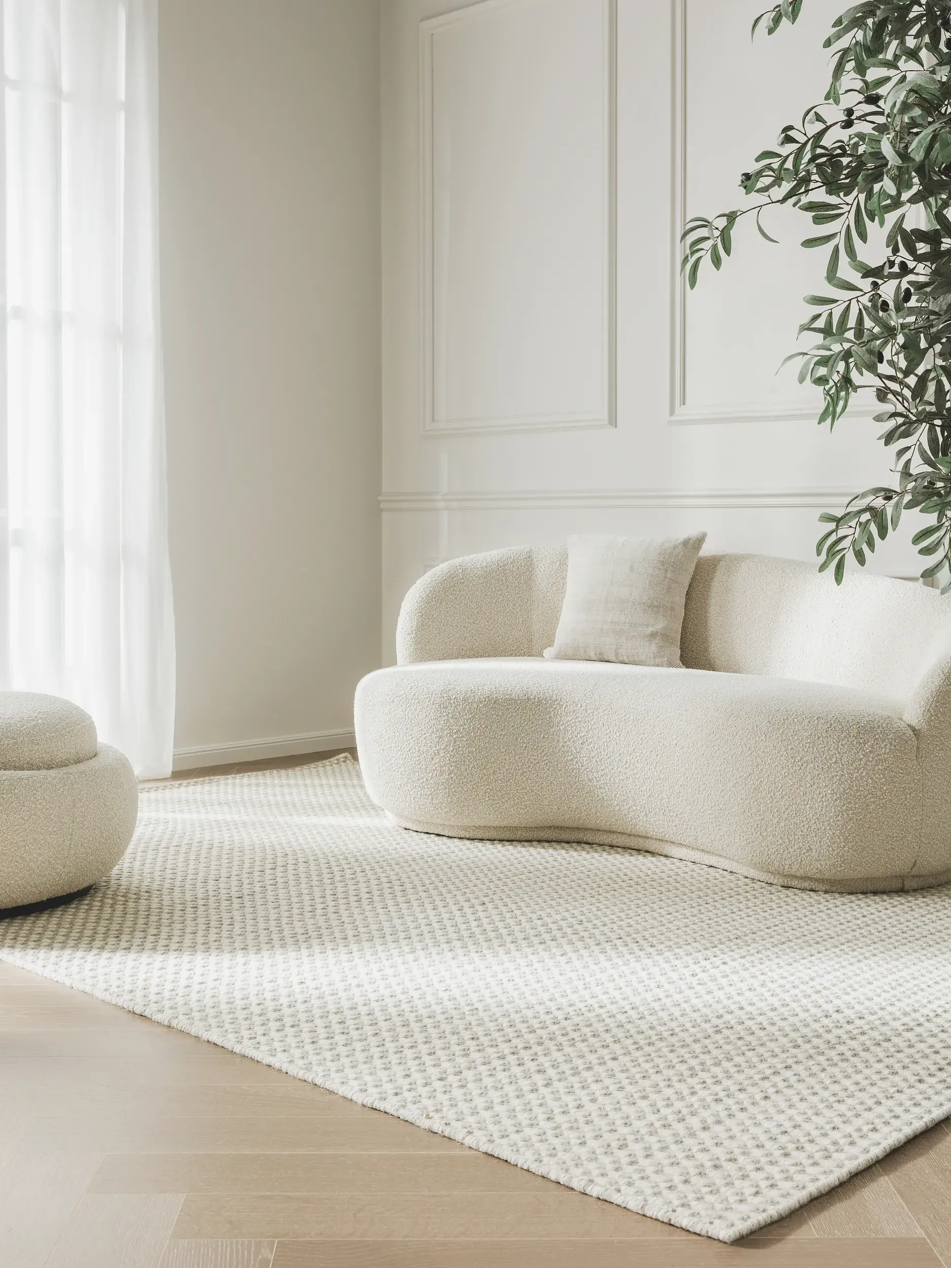 Matta av 80% Ull, 20% Bomull i Beige med 80% Ull, 20% Bomull hög lugg från benuta Finest