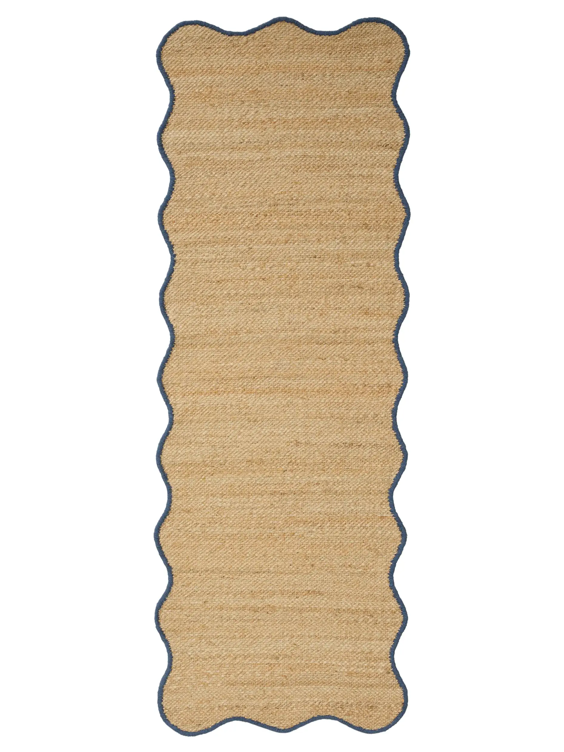 Rug made of 91% Jute, 4% Cotton, 3% Wool, 2% Polyester in Blue with a 91% Jute, 4% Cotton, 3% Wool, 2% Polyester high pile by benuta Pop
