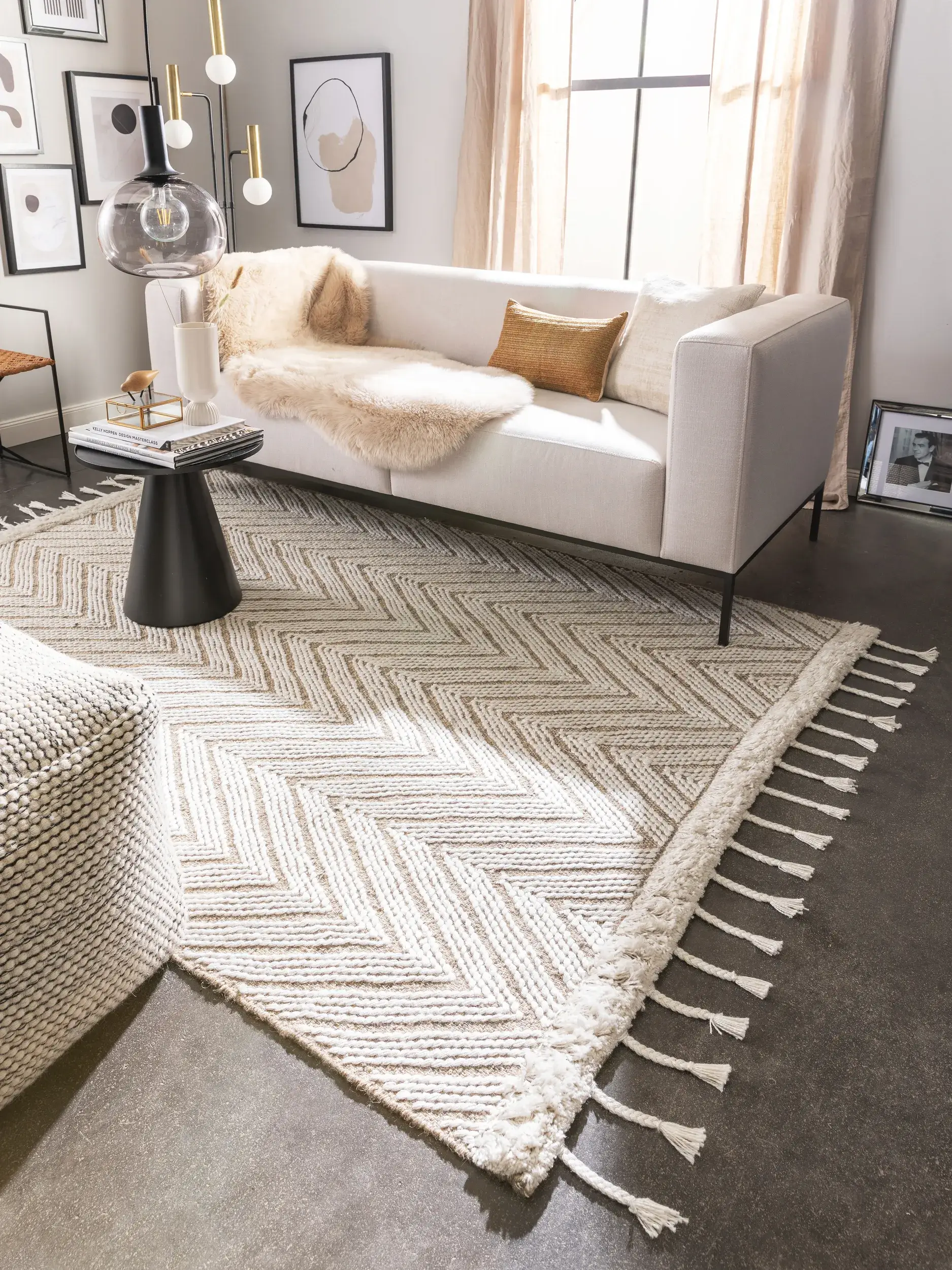 Teppich Gizmo aus 40% Jute, 40% Wolle, 20% Baumwolle in Beige von benuta Pure