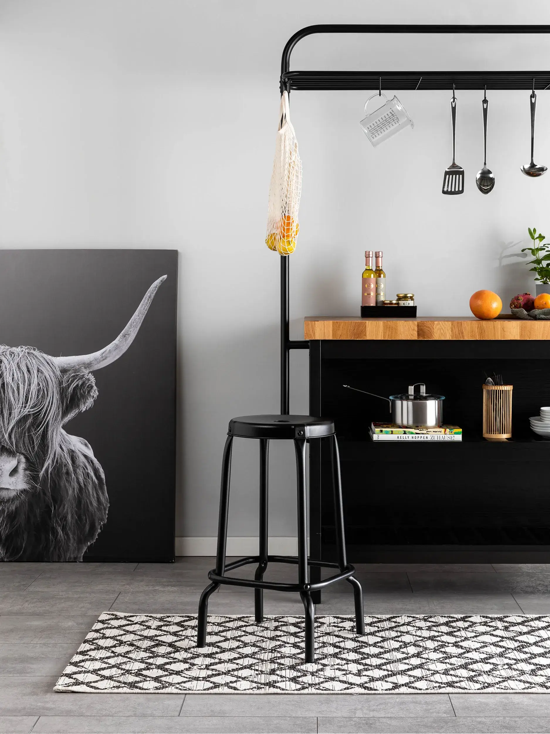 Teppich Cleo aus 100% Polypropylen in Schwarz/Weiß von benuta