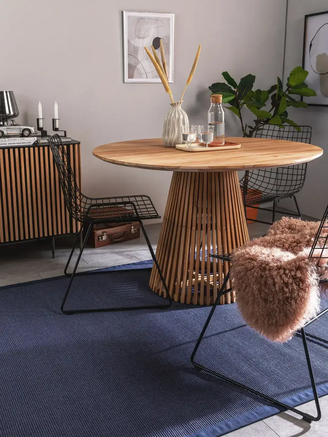 Rug made of 100% Sisal in Blau with a 100% Sisal high pile by benuta Nest