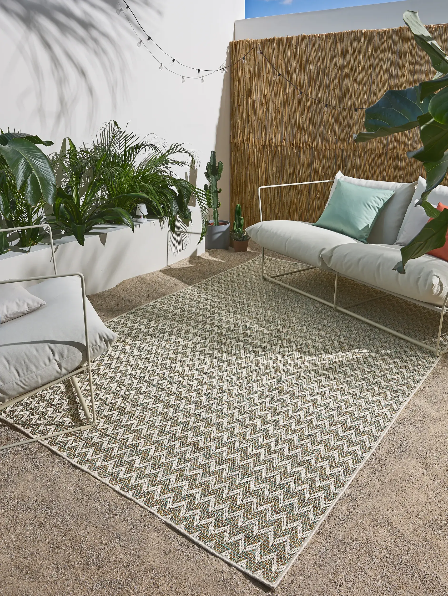 Teppich aus 100% Polypropylen in Blau mit 100% Polypropylen hohem Flor von benuta Nest