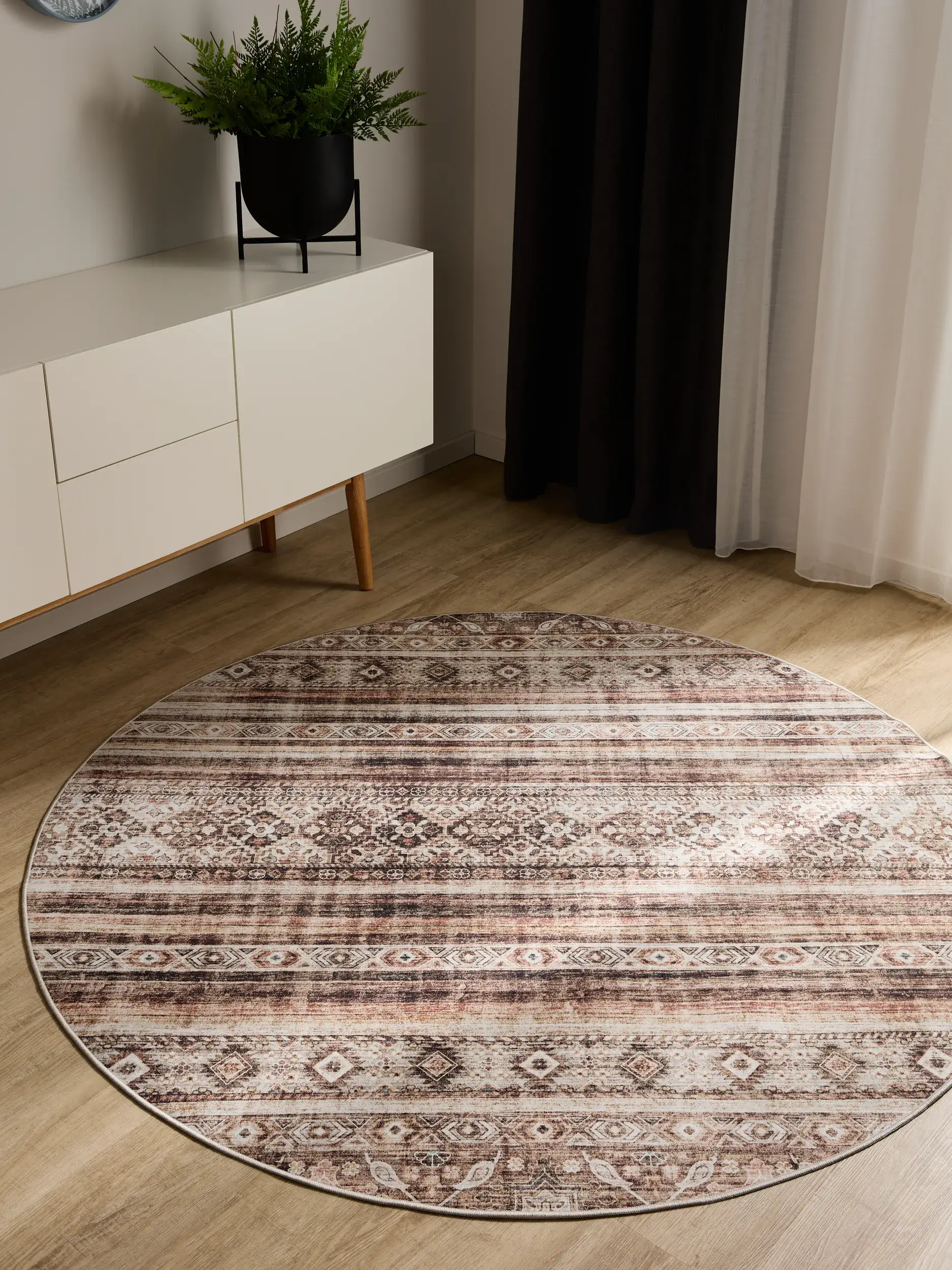 Rug made of 100% Polyester in Brown with a 100% Polyester high pile by benuta Basic