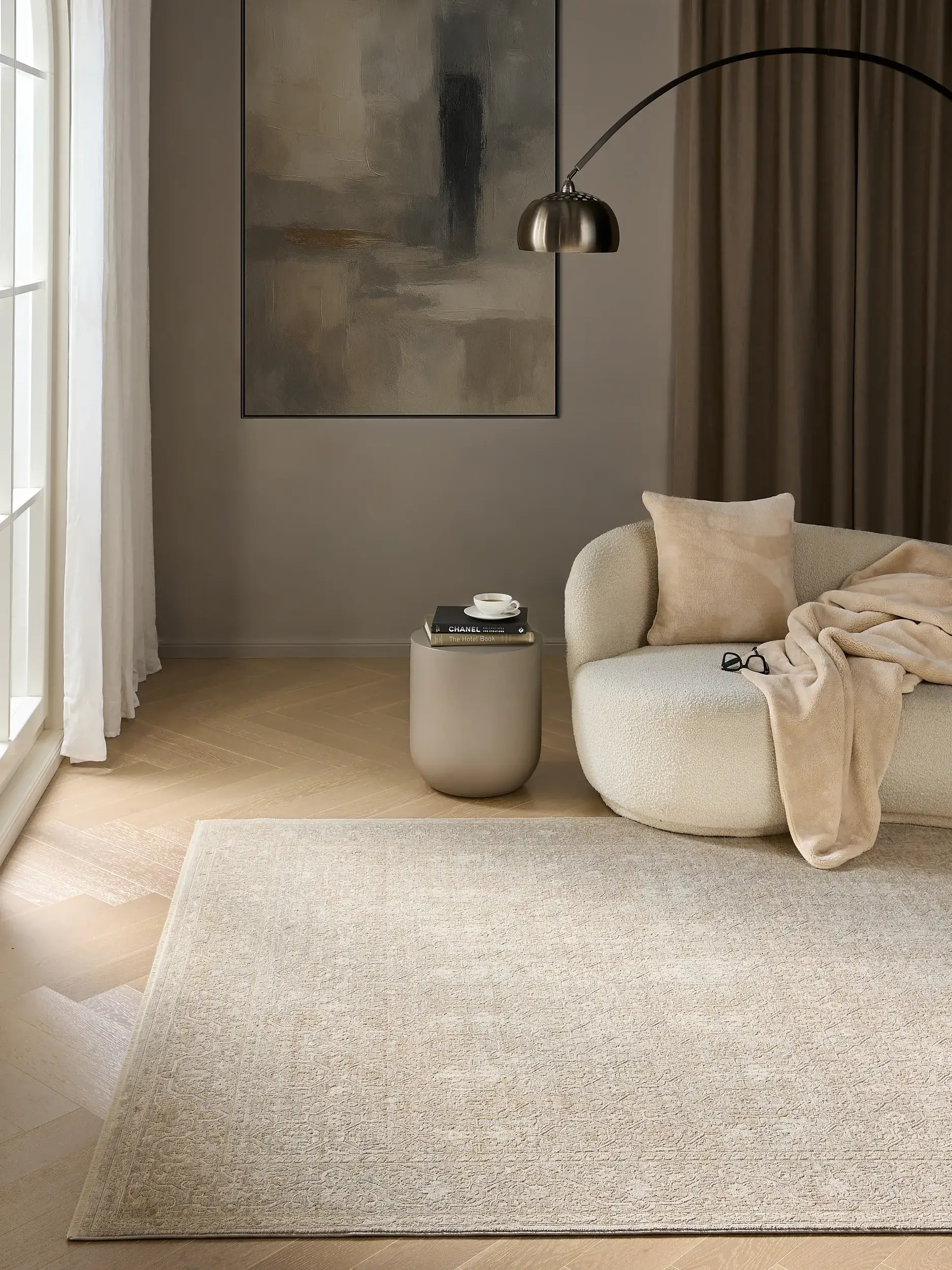 Tappeto Aria di 90% Poliestere, 10% Viscosa in Beige di benuta Finest