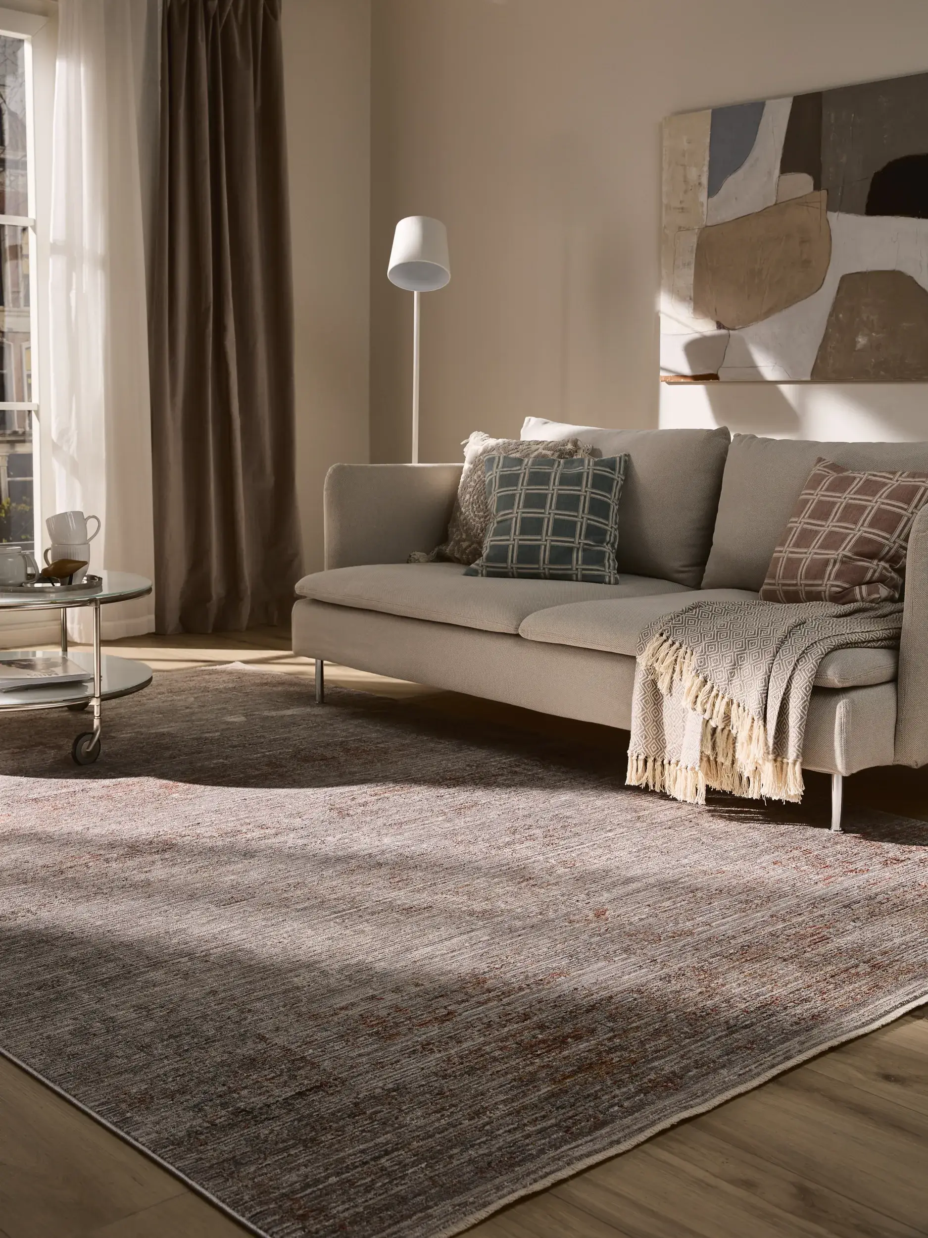 Rug made of 100% Polyester in Grey with a 100% Polyester high pile by benuta Nest