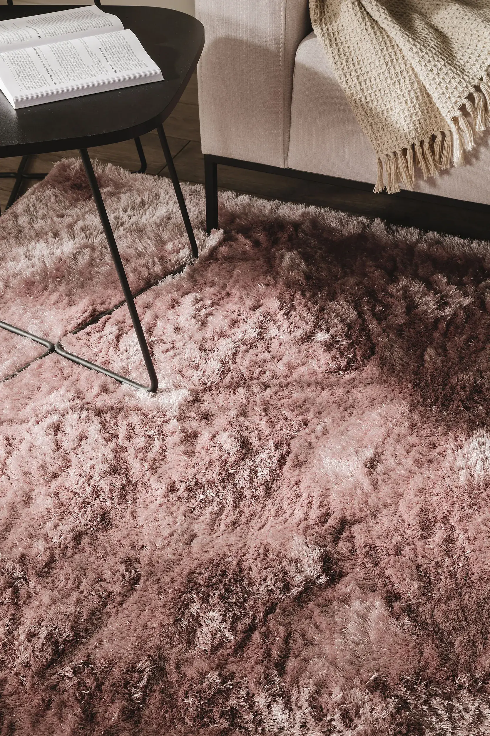 Teppe av 100% Polyester i Rosa med 100% Polyester høy lugg fra benuta Nest