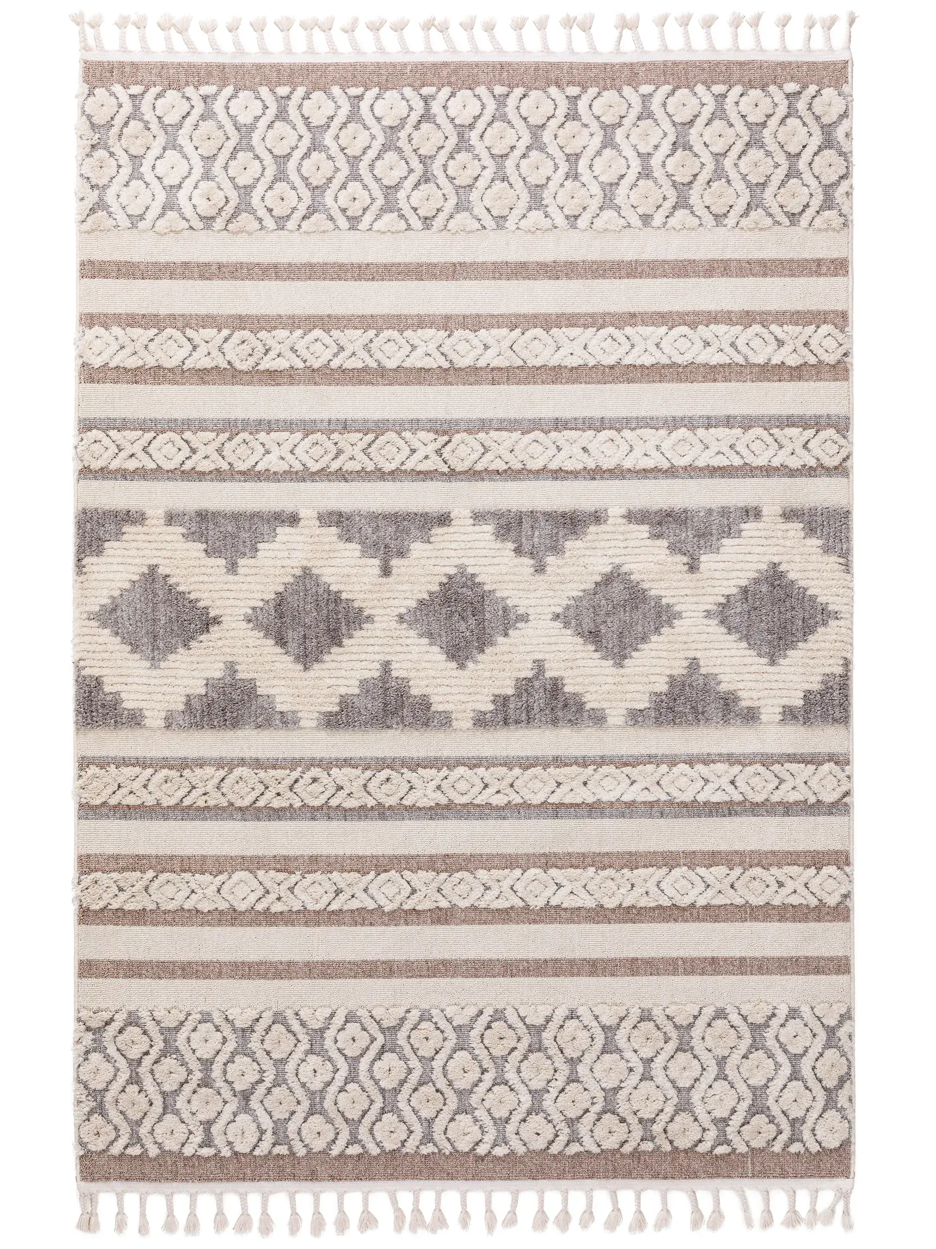 Tappeto di 100% Poliestere in Beige con pelo alto 100% Poliestere da benuta POP