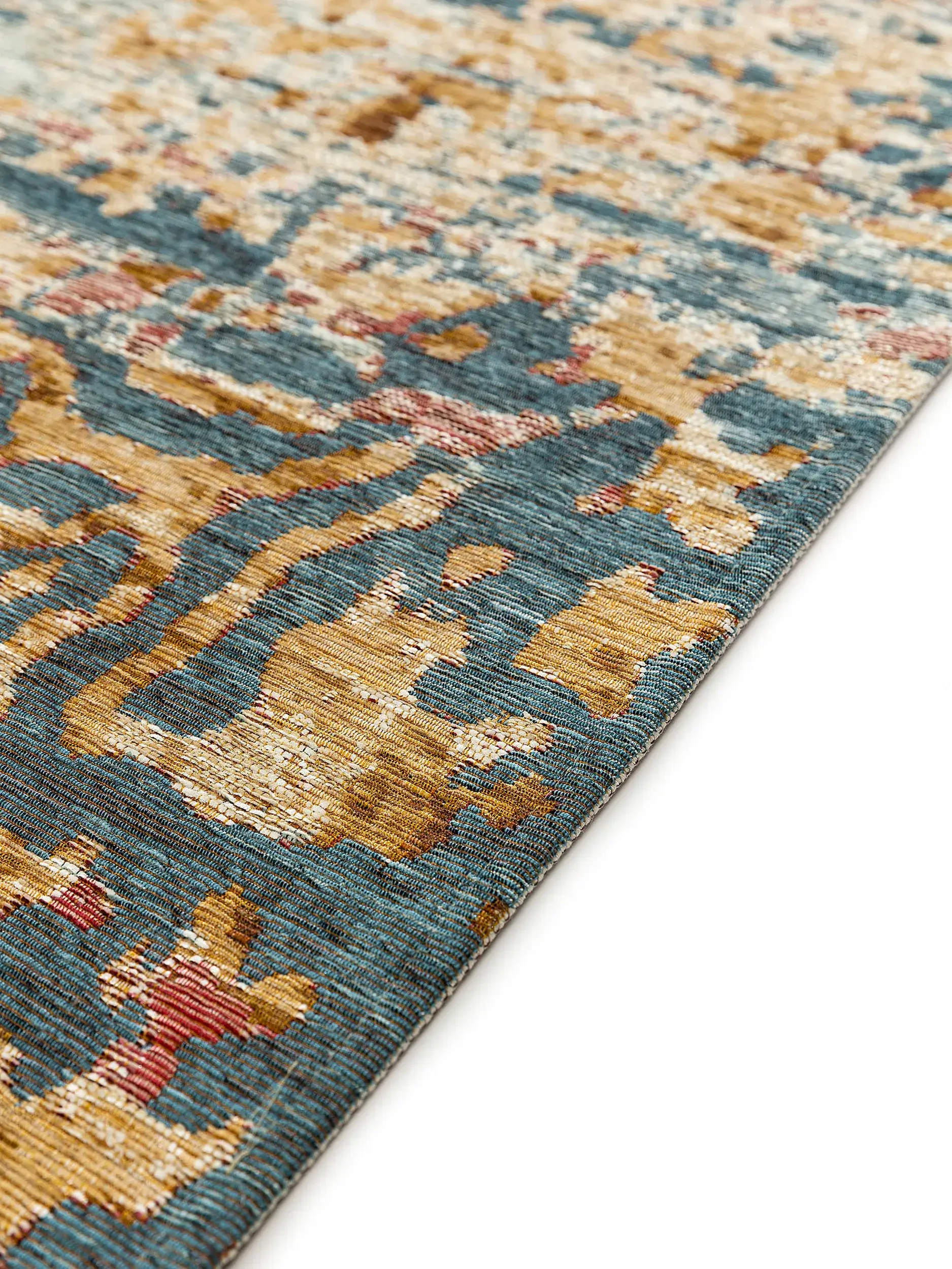 Tappeto Frencie di 50% Cotone, 49% Poliestere, 1% Lattice in Azzurro di benuta nest
