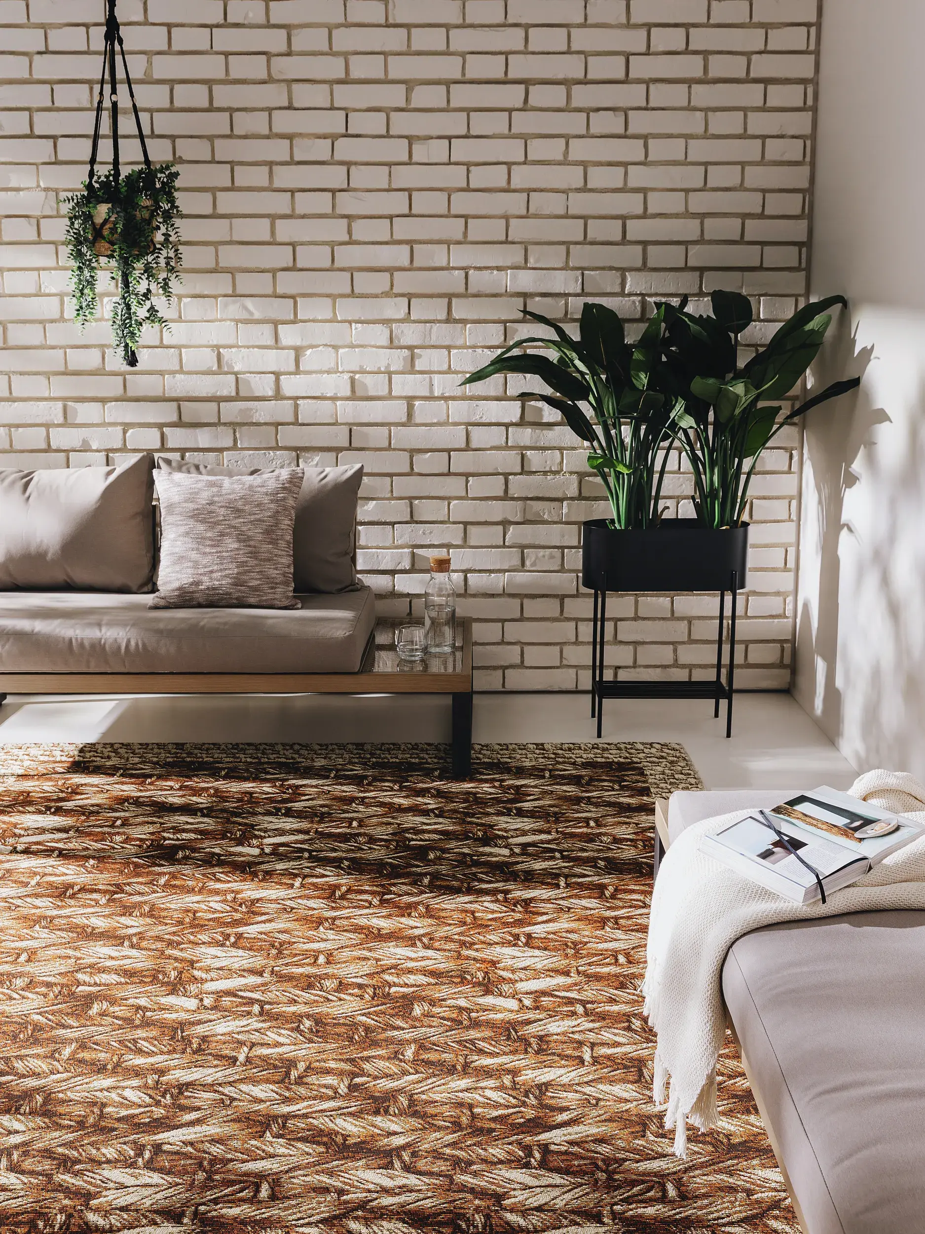 Tapis en 76% Polypropylène, 24% Polyester en Beige avec une pile de 76% Polypropylène, 24% Polyester de hauteur de benuta nest