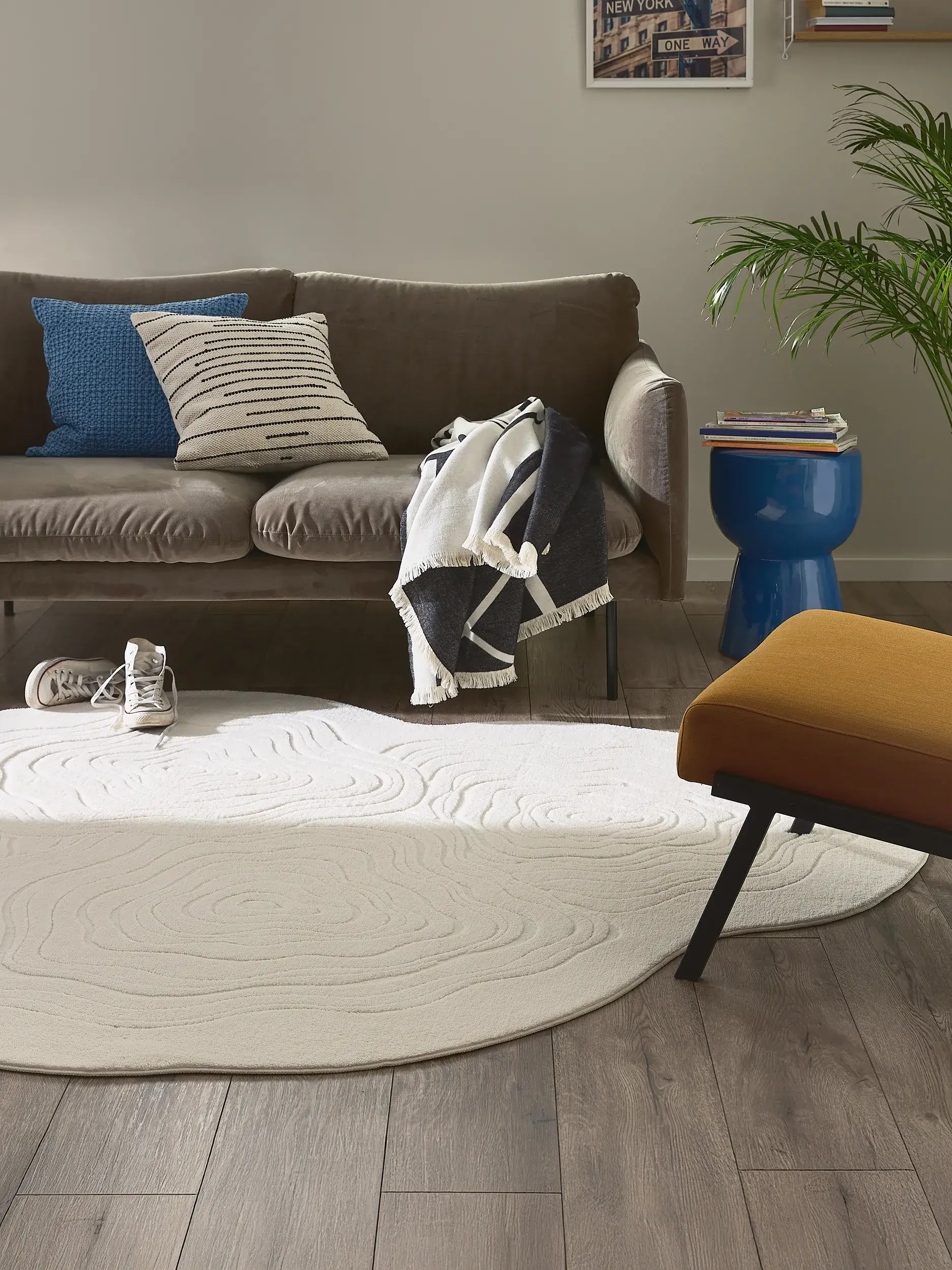 Tapete de 100% Polyester em Beige com pelo de 100% Polyester de altura da benuta Pop
