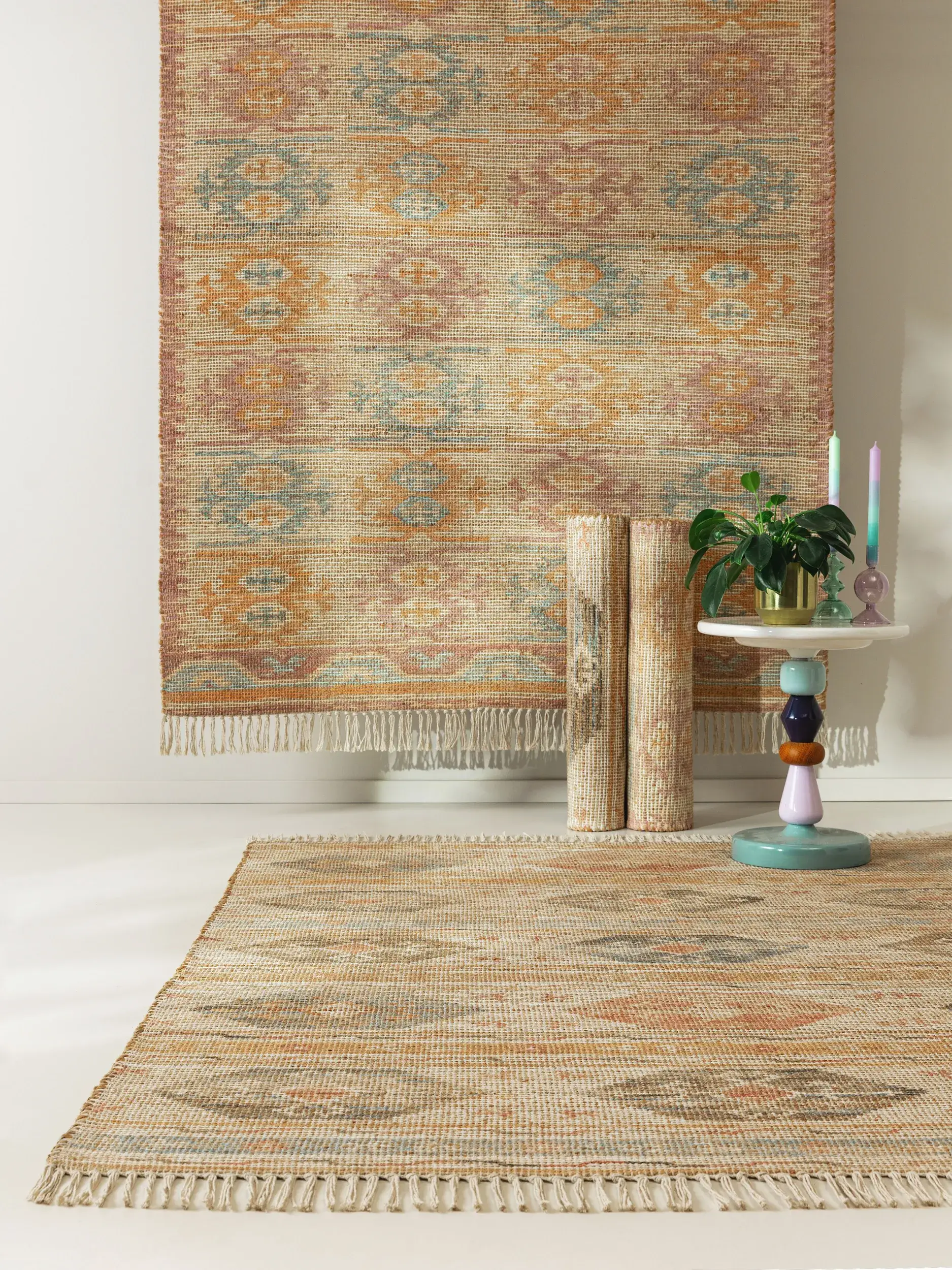 Tappeto di 68% Iuta, 20% Poliestere, 12% Cotone in Multicolor con pelo alto 68% Iuta, 20% Poliestere, 12% Cotone da benuta POP