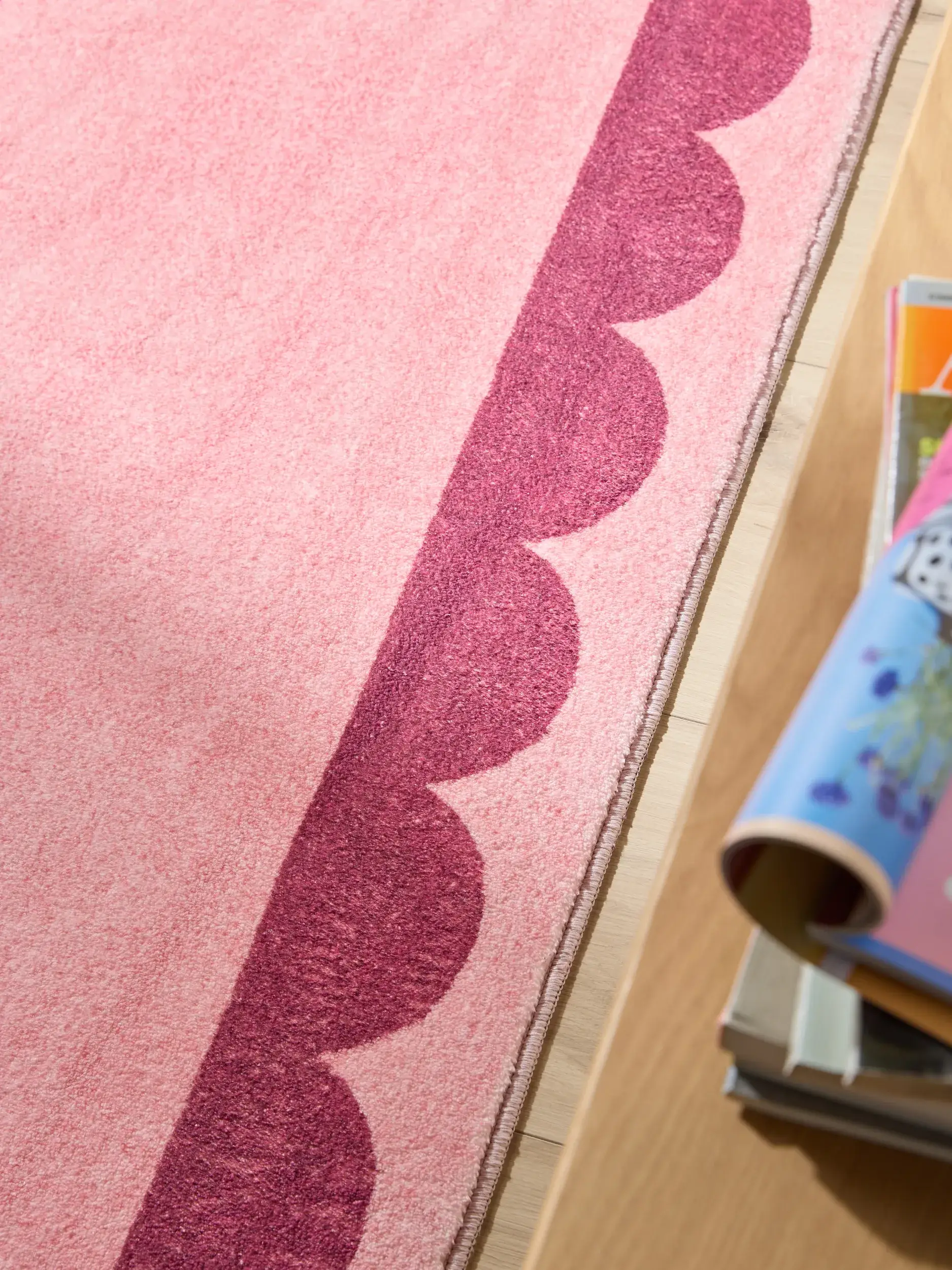 Rug made of 100% Polyester in Pink with a 100% Polyester high pile by benuta Pop
