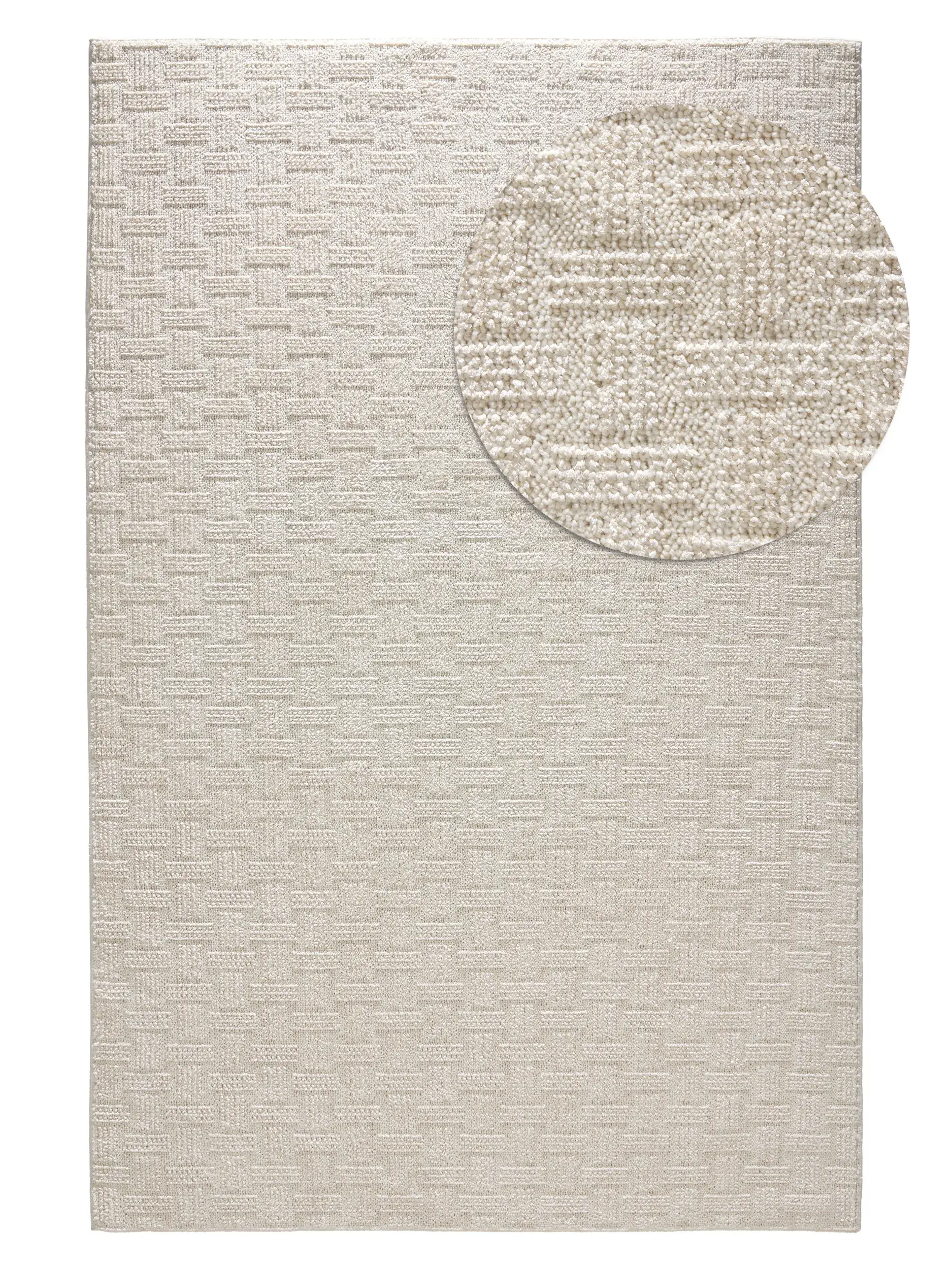 Tapijt van 100% Polyester in Wit met een 100% Polyester hoge pool van benuta nest