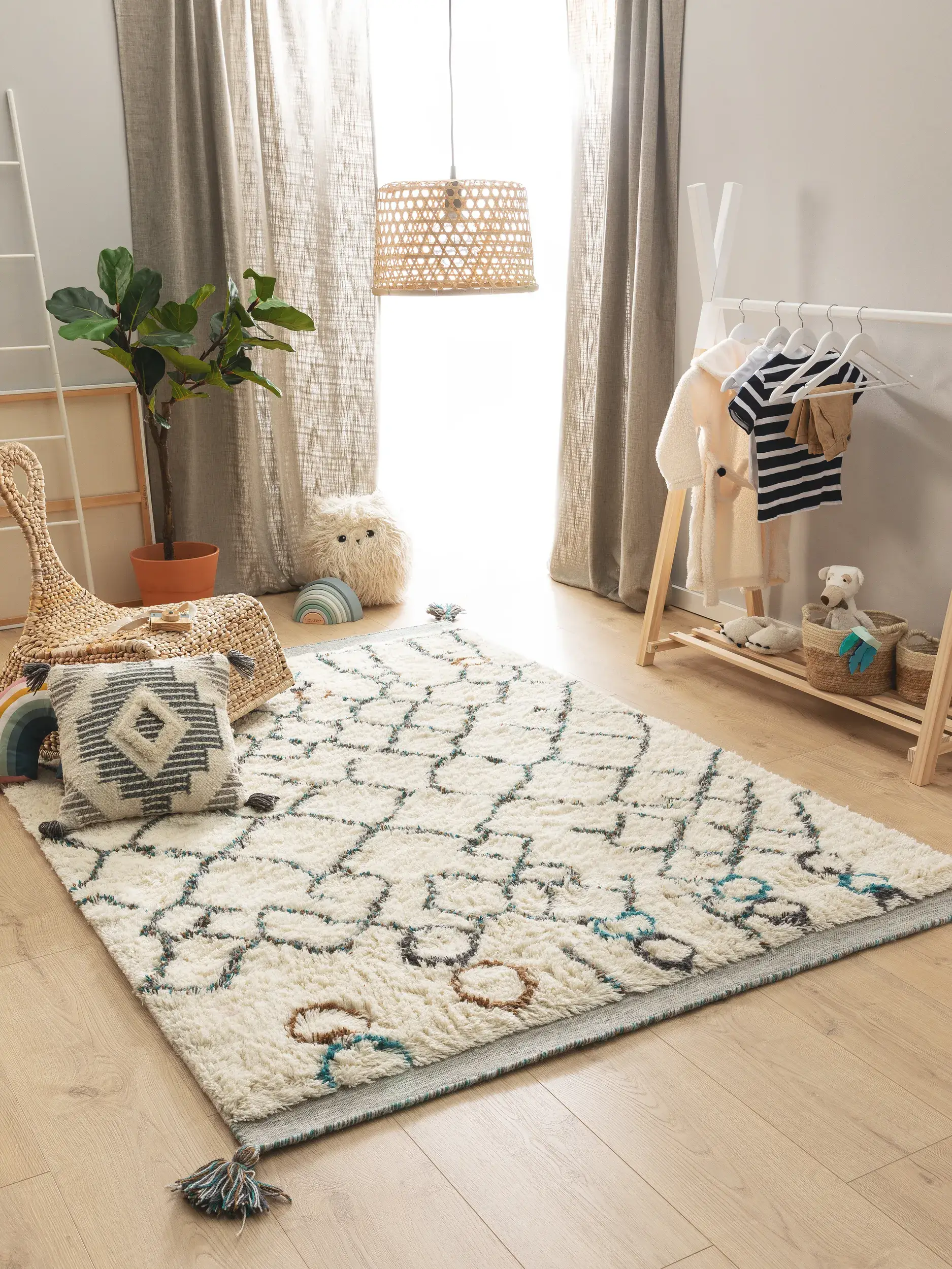Tapis en 100% Laine en Gris avec une pile de 100% Laine de hauteur de Lytte