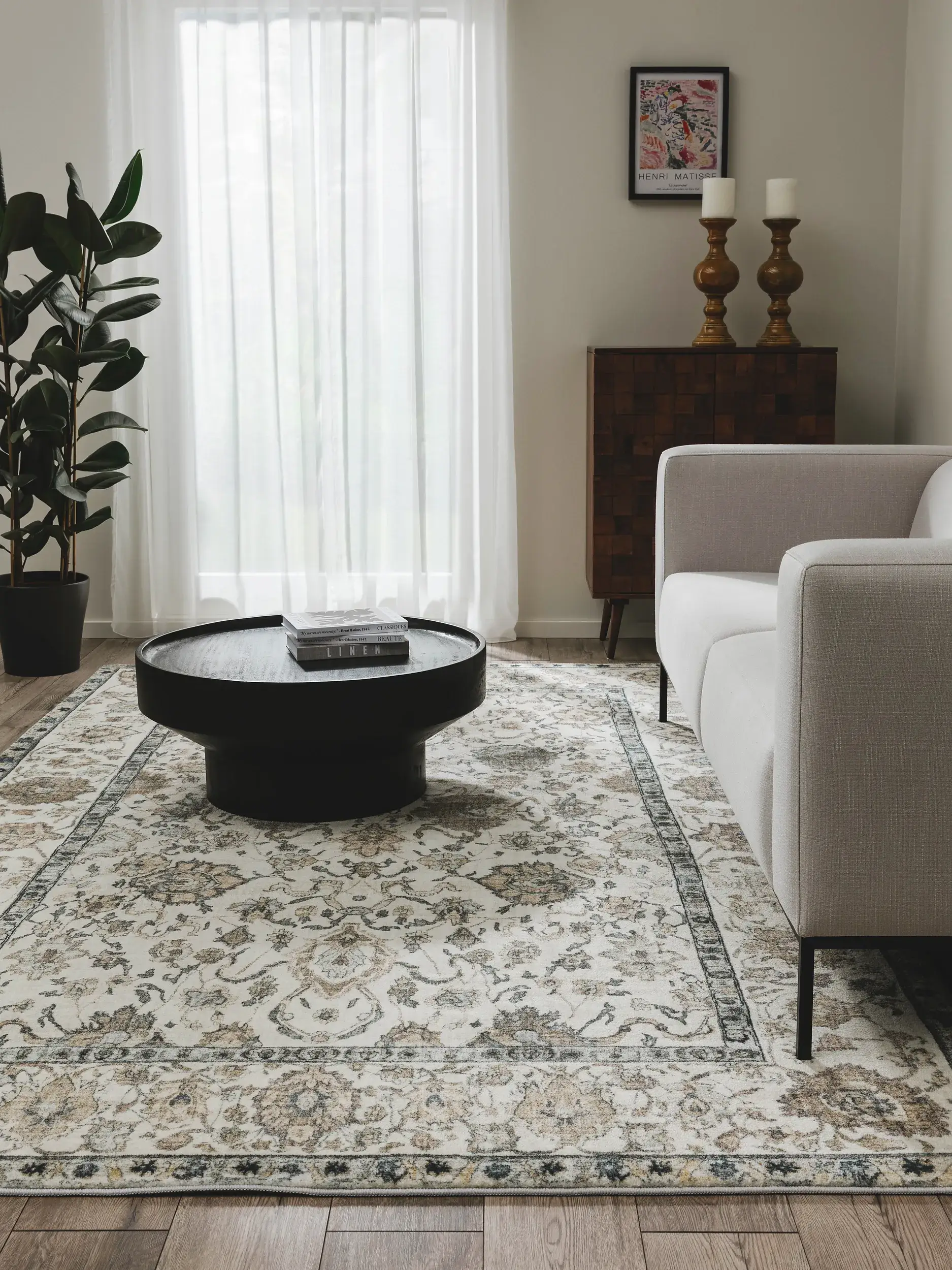 Tapijt van 100% Polyester in Beige met een 100% Polyester hoge pool van benuta POP