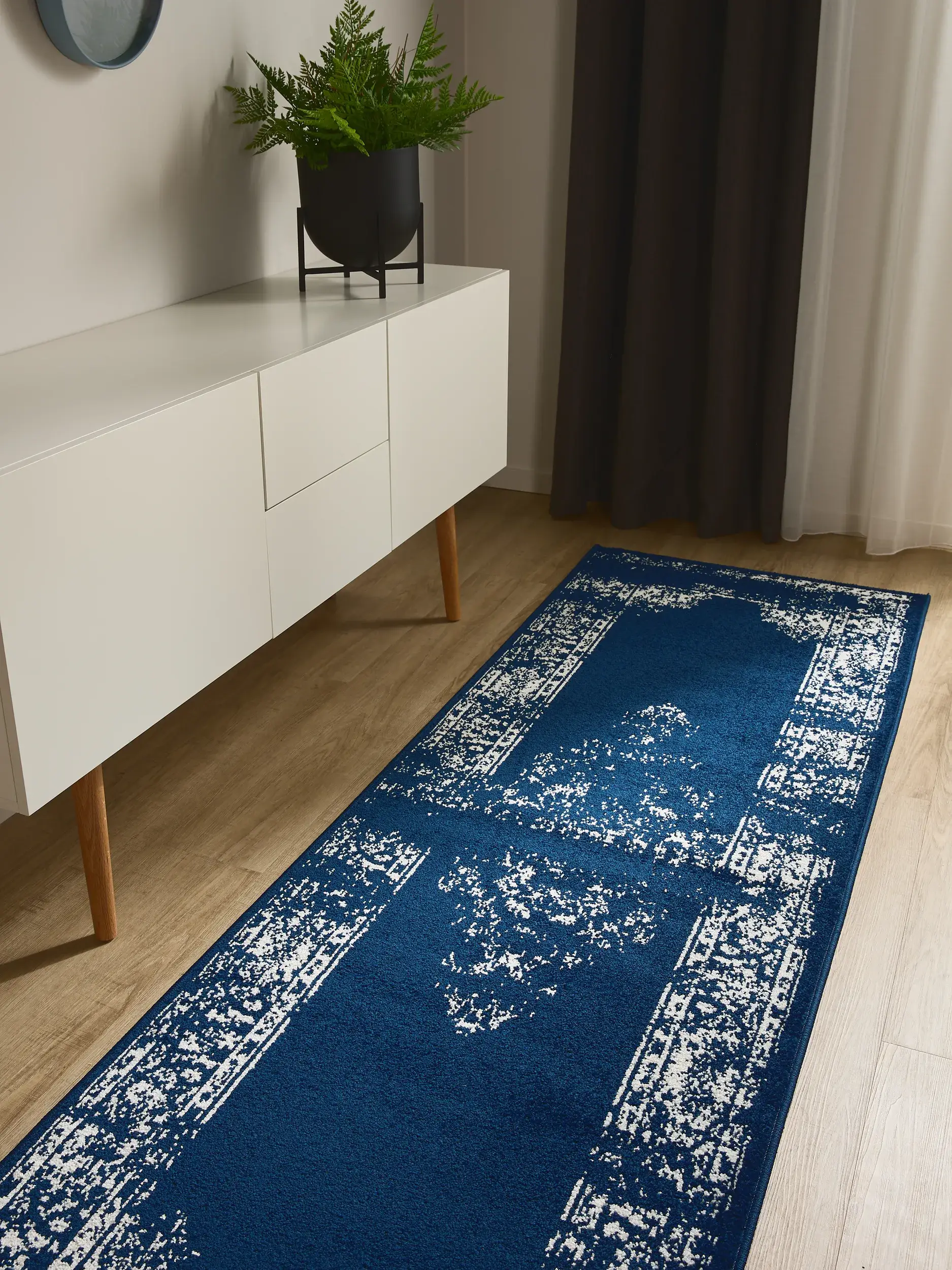 Rug made of 100% Polypropylen in Blue with a 100% Polypropylen high pile by benuta Basic