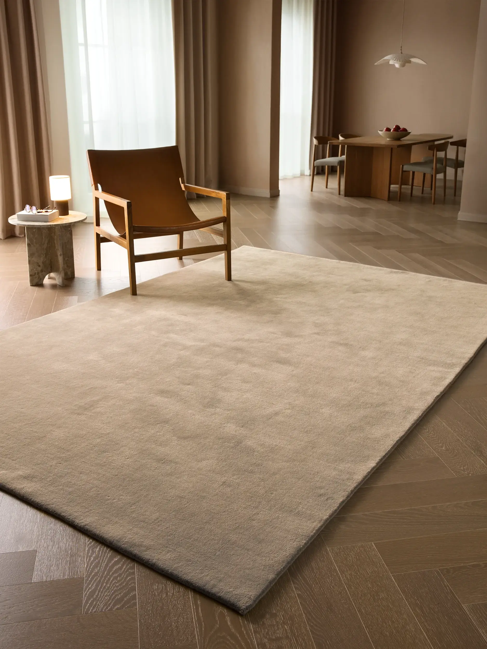 Teppich Mono aus 100% Wolle (aus Neuseeland) in Beige von benuta Finest