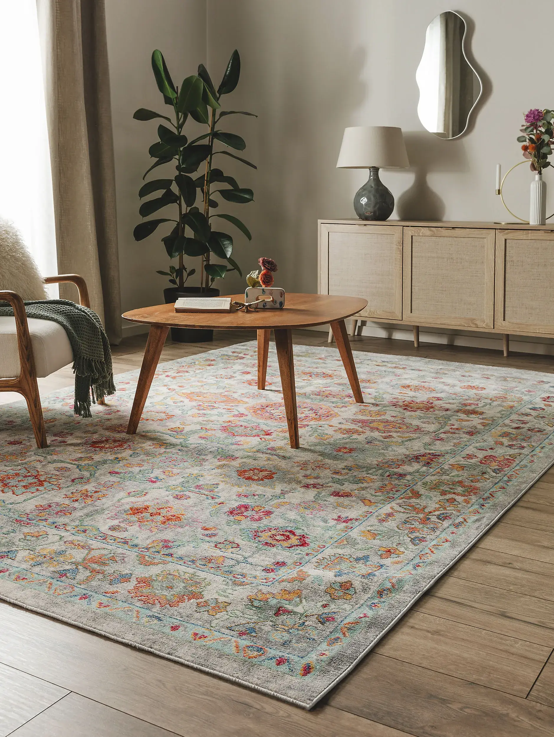 Teppich aus 100% Polyester in Multicolor mit 100% Polyester hohem Flor von benuta Nest