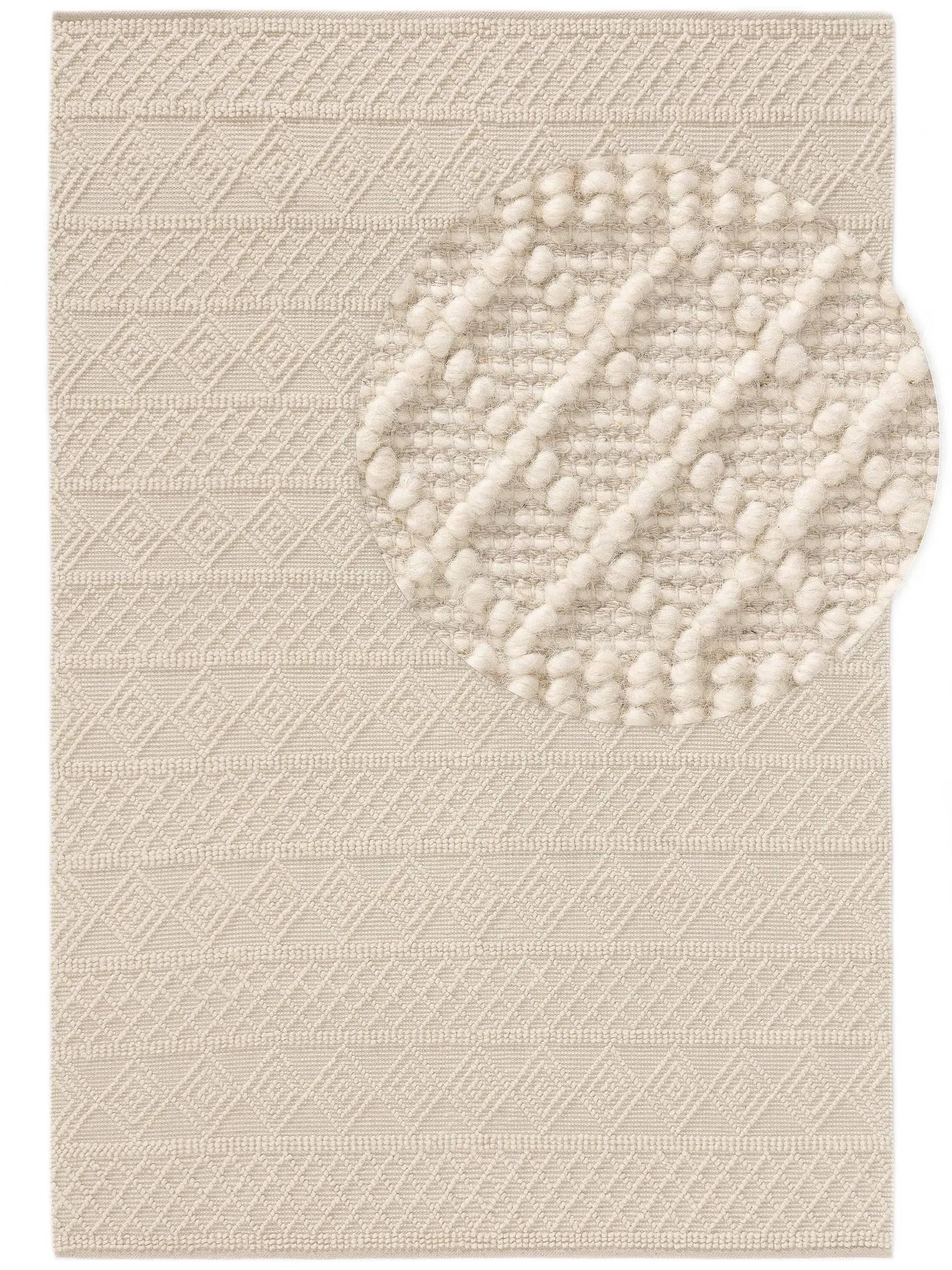 Teppich aus 55% Baumwolle, 45% Wolle in Beige mit 55% Baumwolle, 45% Wolle hohem Flor von benuta Pure