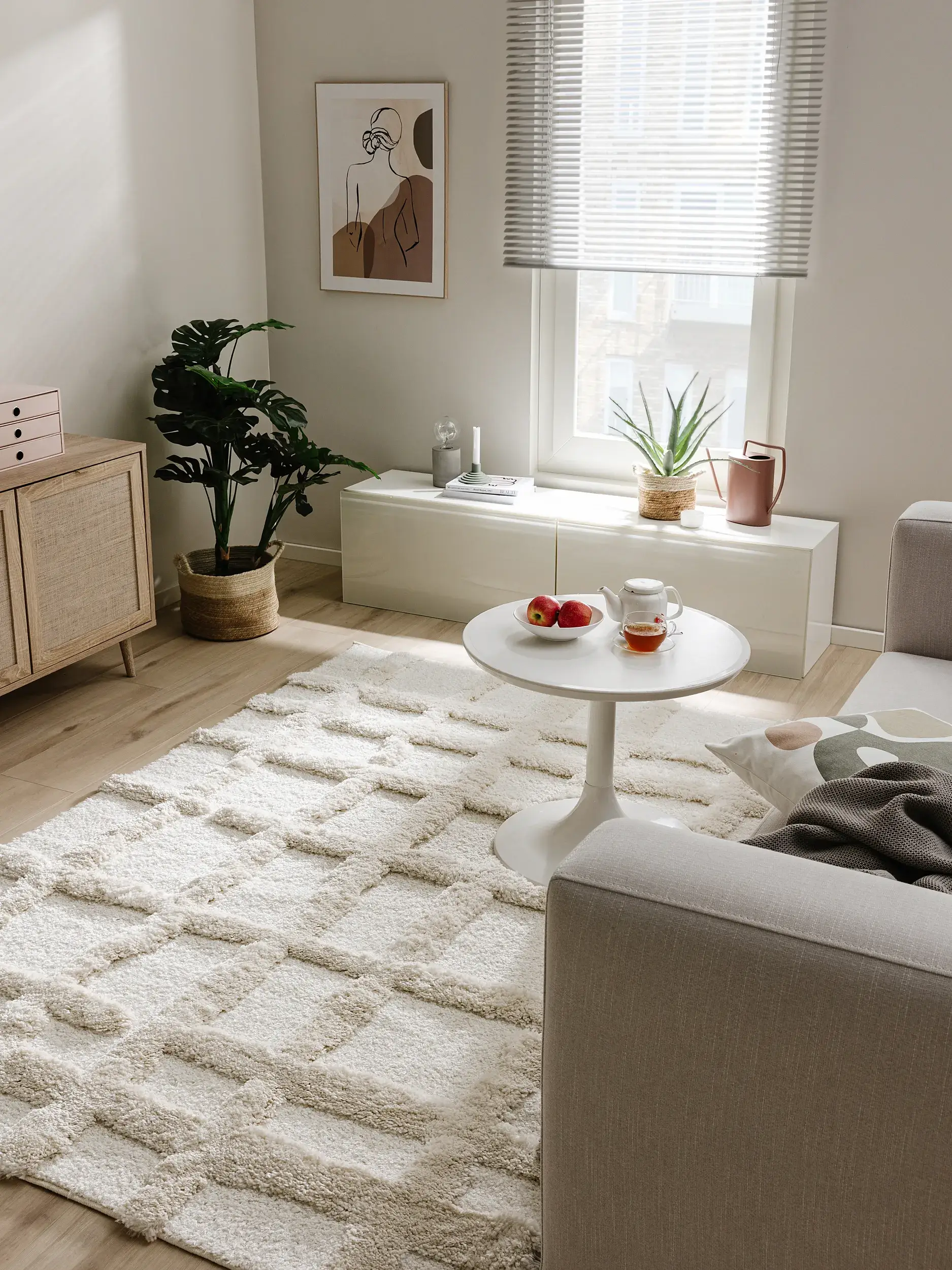 Teppich aus 80% Polypropylen, 20% Polyester in Beige mit 80% Polypropylen, 20% Polyester hohem Flor von benuta Pop