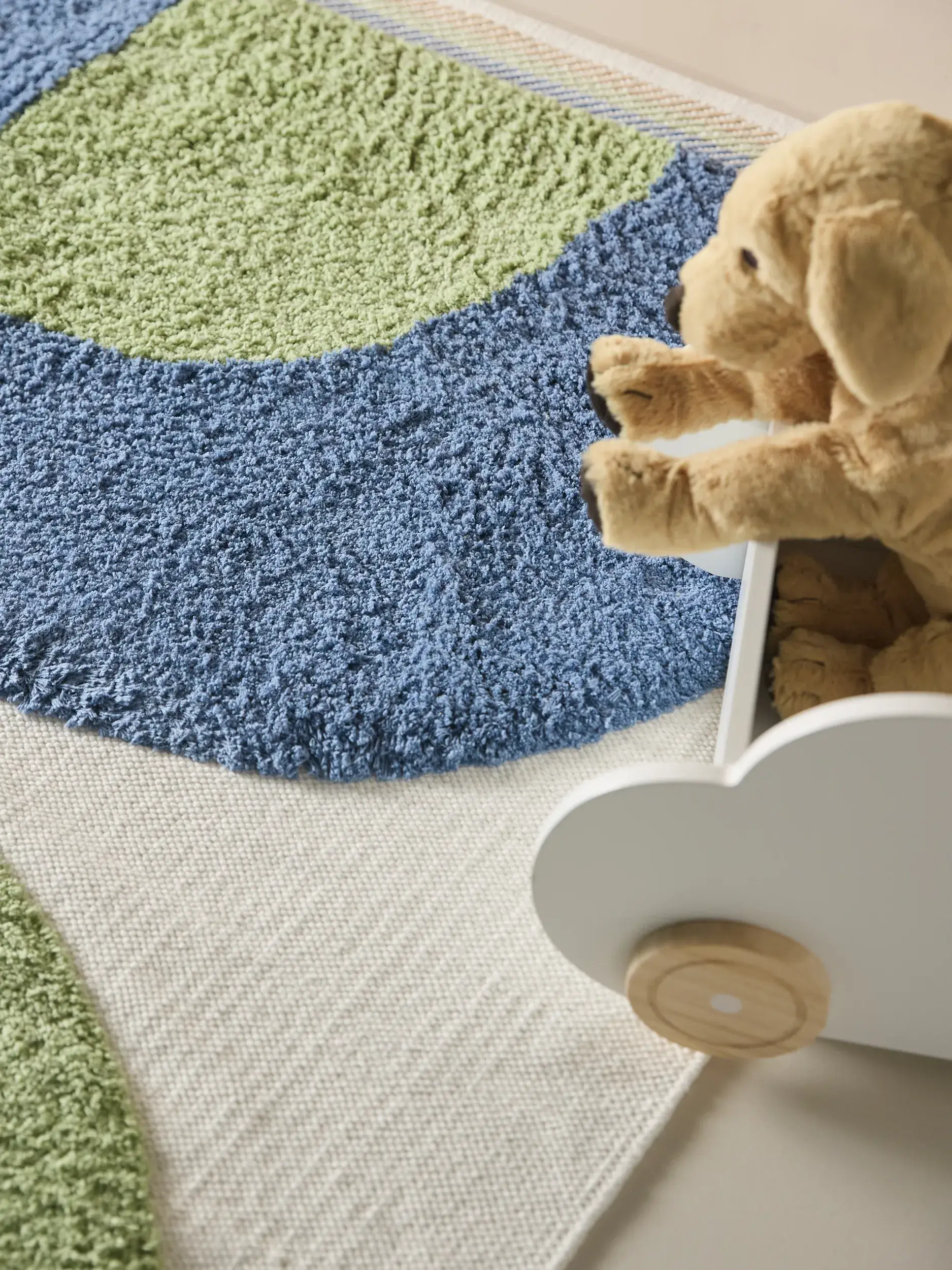 Teppich aus 100% Bio Baumwolle in Blau mit 100% Bio Baumwolle hohem Flor von Lytte