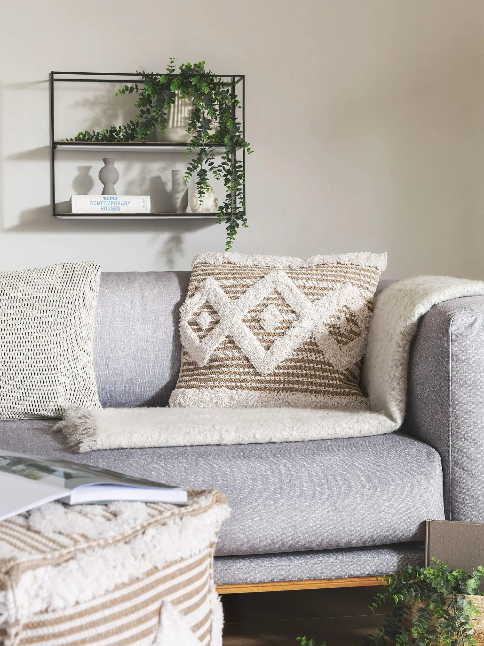 Kissenbezug Lundi Taupe im Design Geometrisch aus 100% Baumwolle von benuta Pop