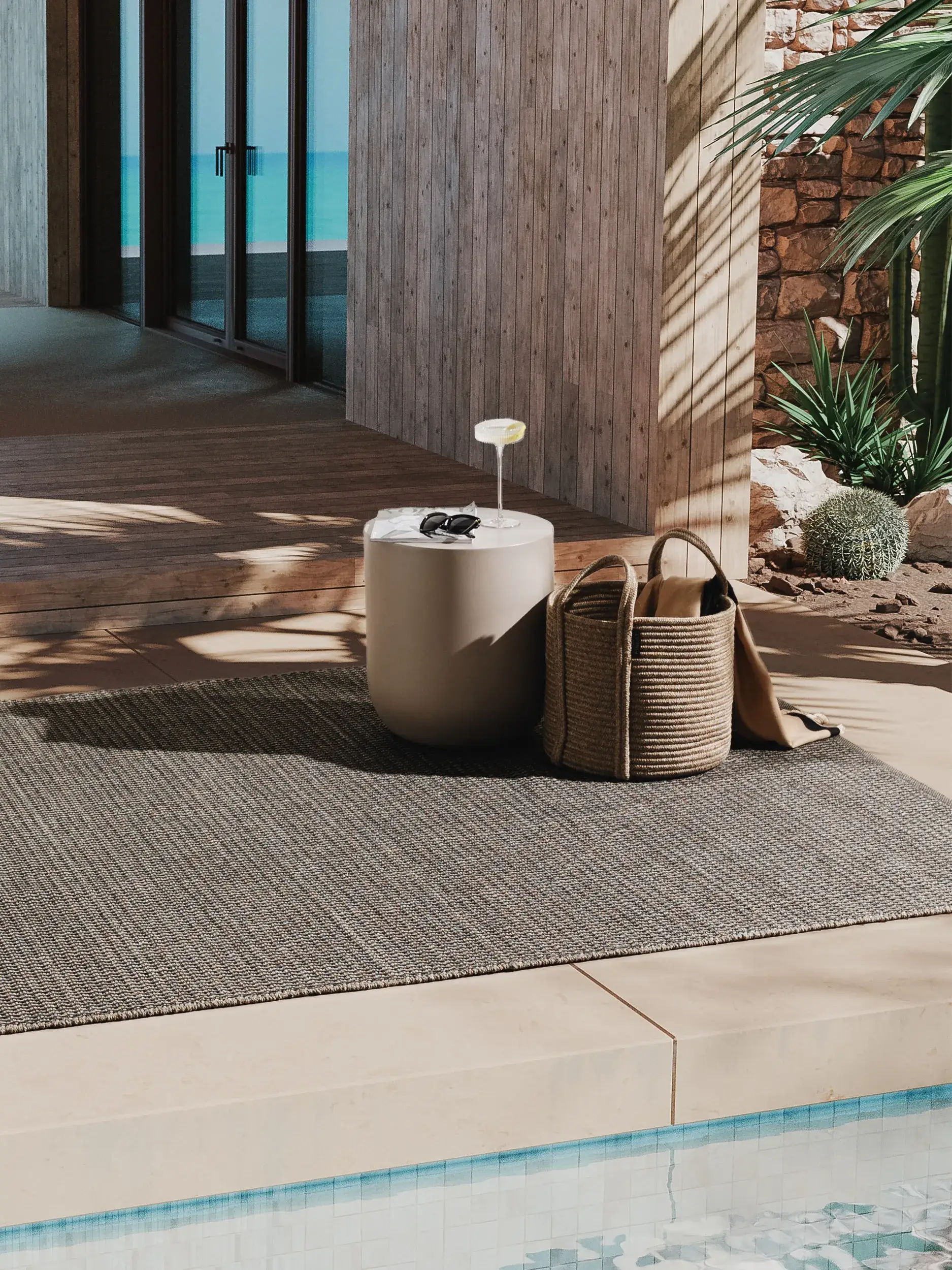 In- & Outdoor Korb Noe Cream/Beige im Design Einfarbig aus 60% Polyester, 40% Polypropylen von benuta Finest