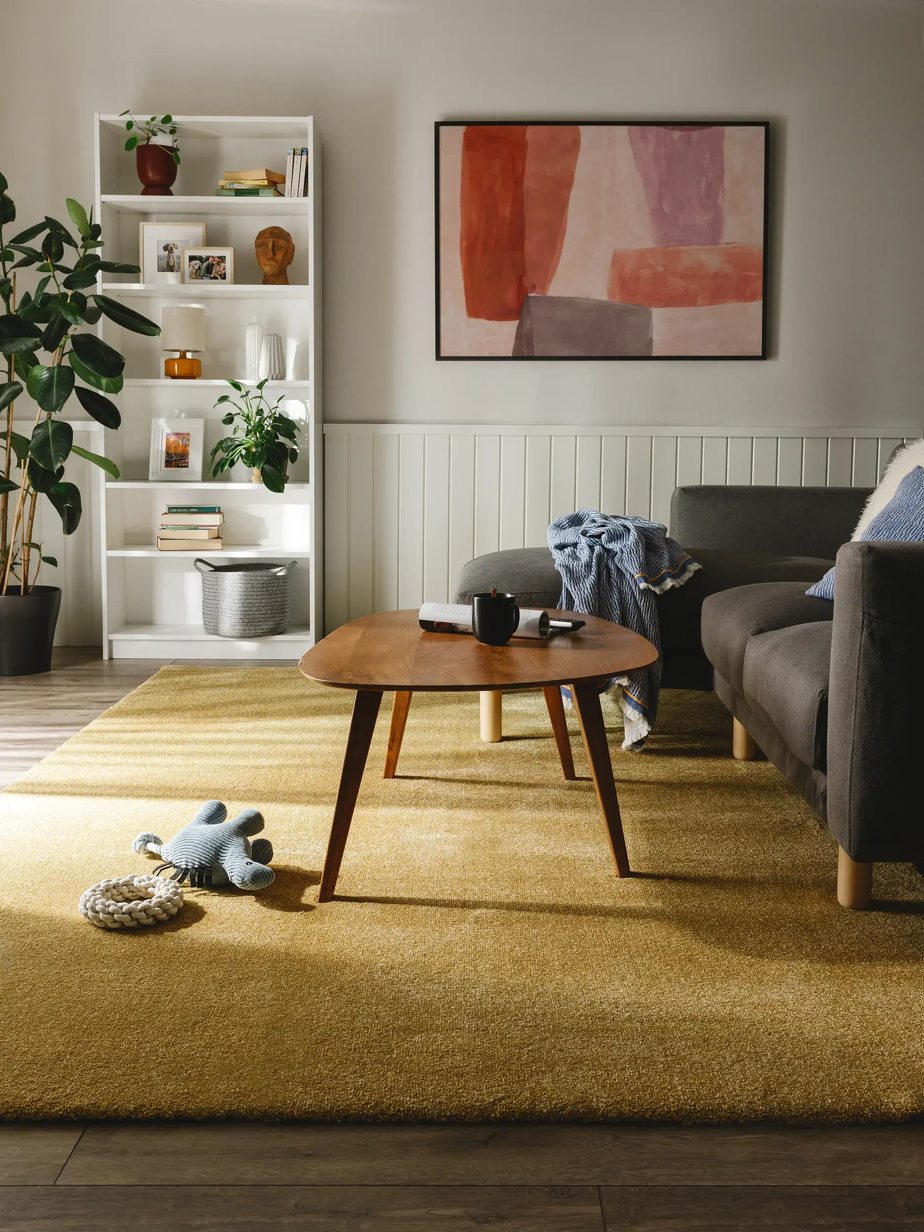 Rug made of 100% Polypropylen in Gelb with a 100% Polypropylen high pile by benuta Nest