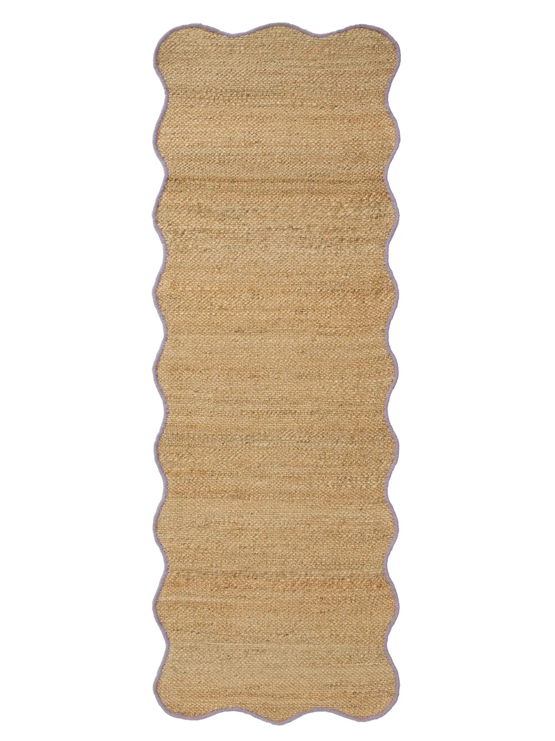 Rug made of 91% Jute, 4% Cotton, 3% Wool, 2% Polyester in Purple with a 91% Jute, 4% Cotton, 3% Wool, 2% Polyester high pile by benuta Pop
