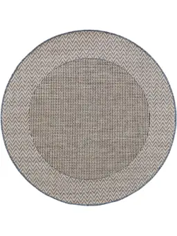 In- & Outdoor-Teppich rund River Beige/Blau