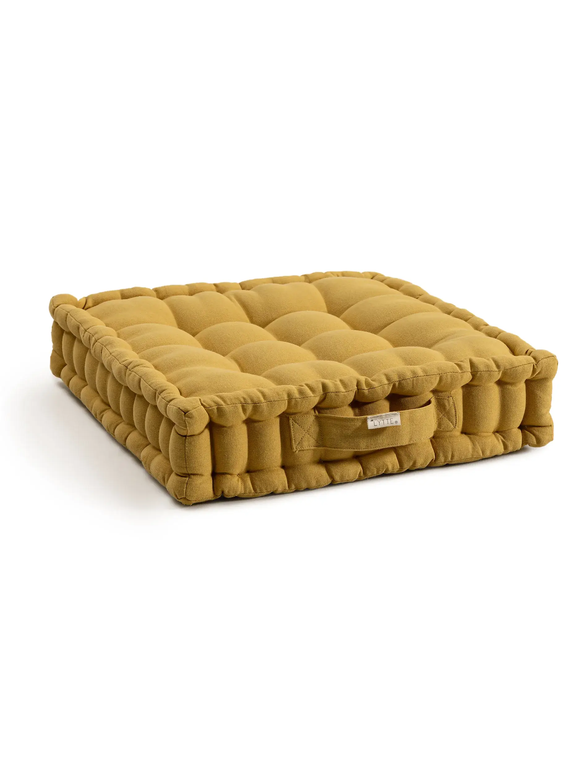 Cuscino da pavimento Bene Giallo in Tintaunita-ontwerp van 100% Cotone door Lytte