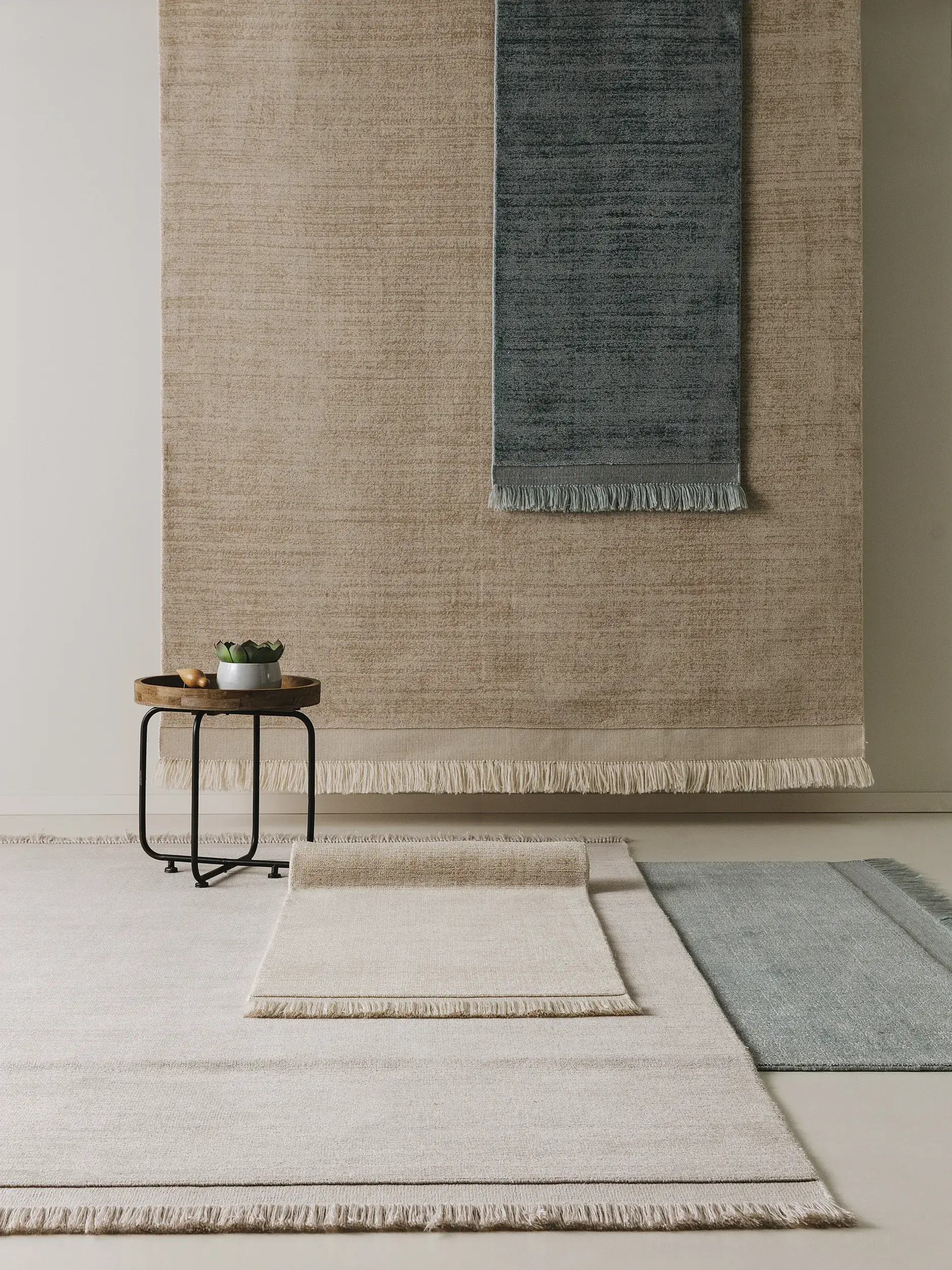 Teppich aus 80% Polyester, 20% Baumwolle in Türkis mit 80% Polyester, 20% Baumwolle hohem Flor von benuta Pure
