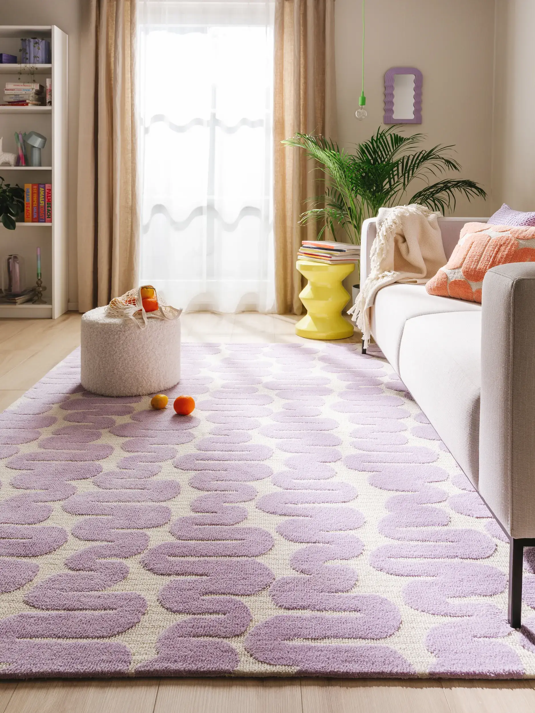 Teppich aus 100% Polyester (Microfiber) in Lila mit 100% Polyester (Microfiber) hohem Flor von benuta Pop