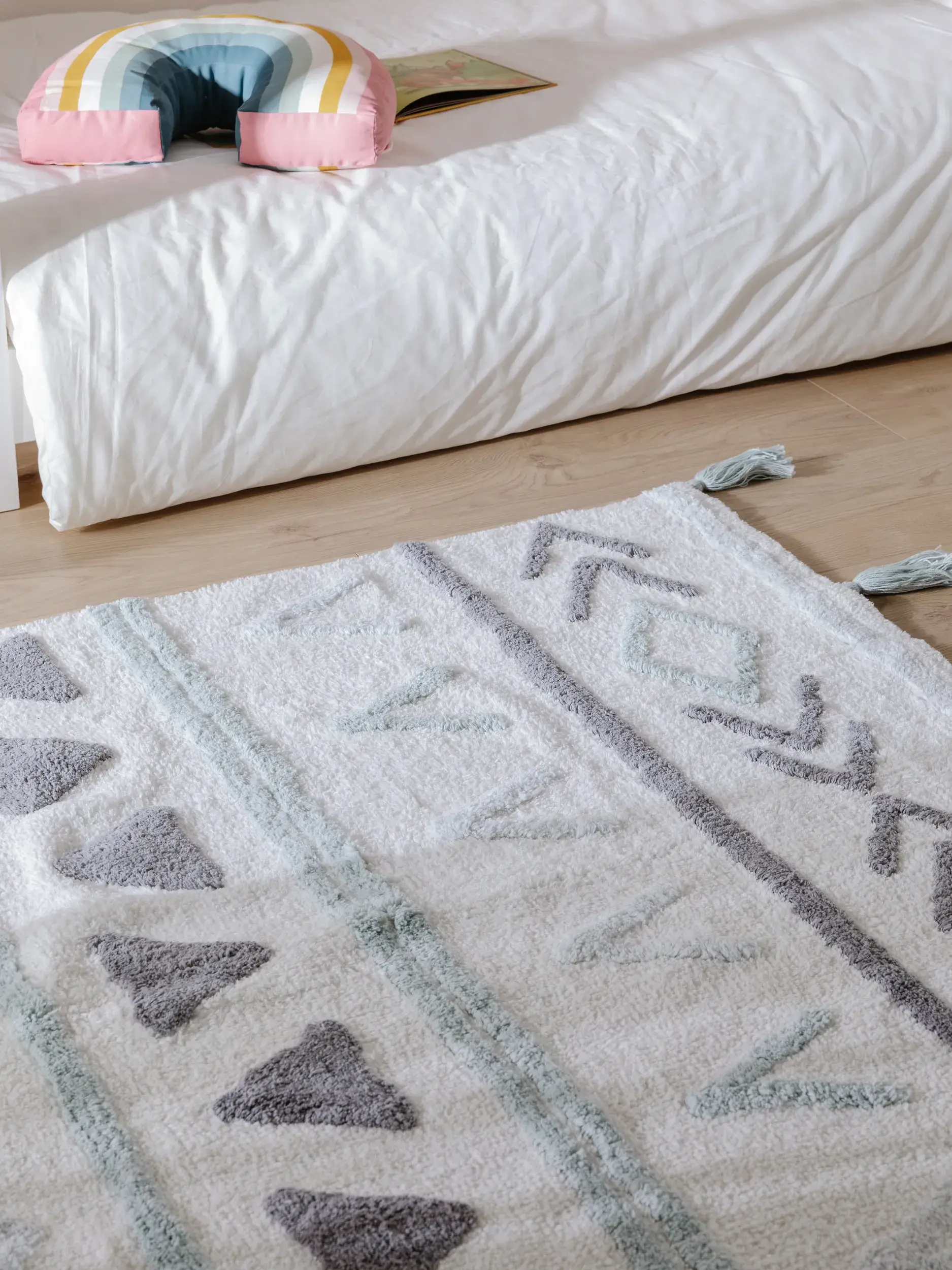 Tappeto di 100% Cotone in Azzurro con pelo alto 100% Cotone da Lytte
