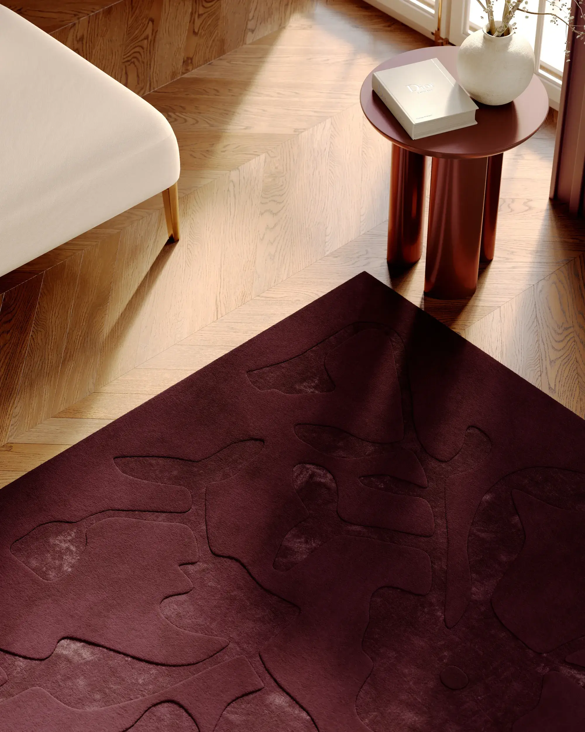 Tappeto di 65% Lana, 35% Lyocell (Tencel™) in Rosso con pelo alto 65% Lana, 35% Lyocell (Tencel™) da benuta Finest